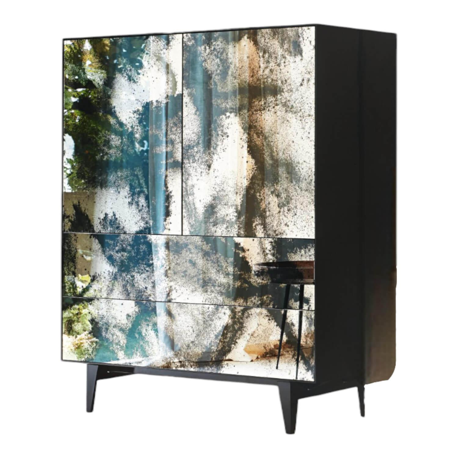 Piure - Schrank Nex Glamour Korpus Mattlack 43 Coal Fronten Spiegelglas 02 Luna - 1