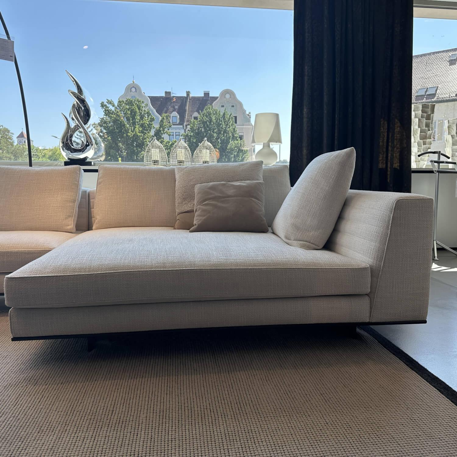Minotti - Polstergruppe Roger Suite Stoff Natte 01 Bianco Beige Grau Inklusive Kissen - 5