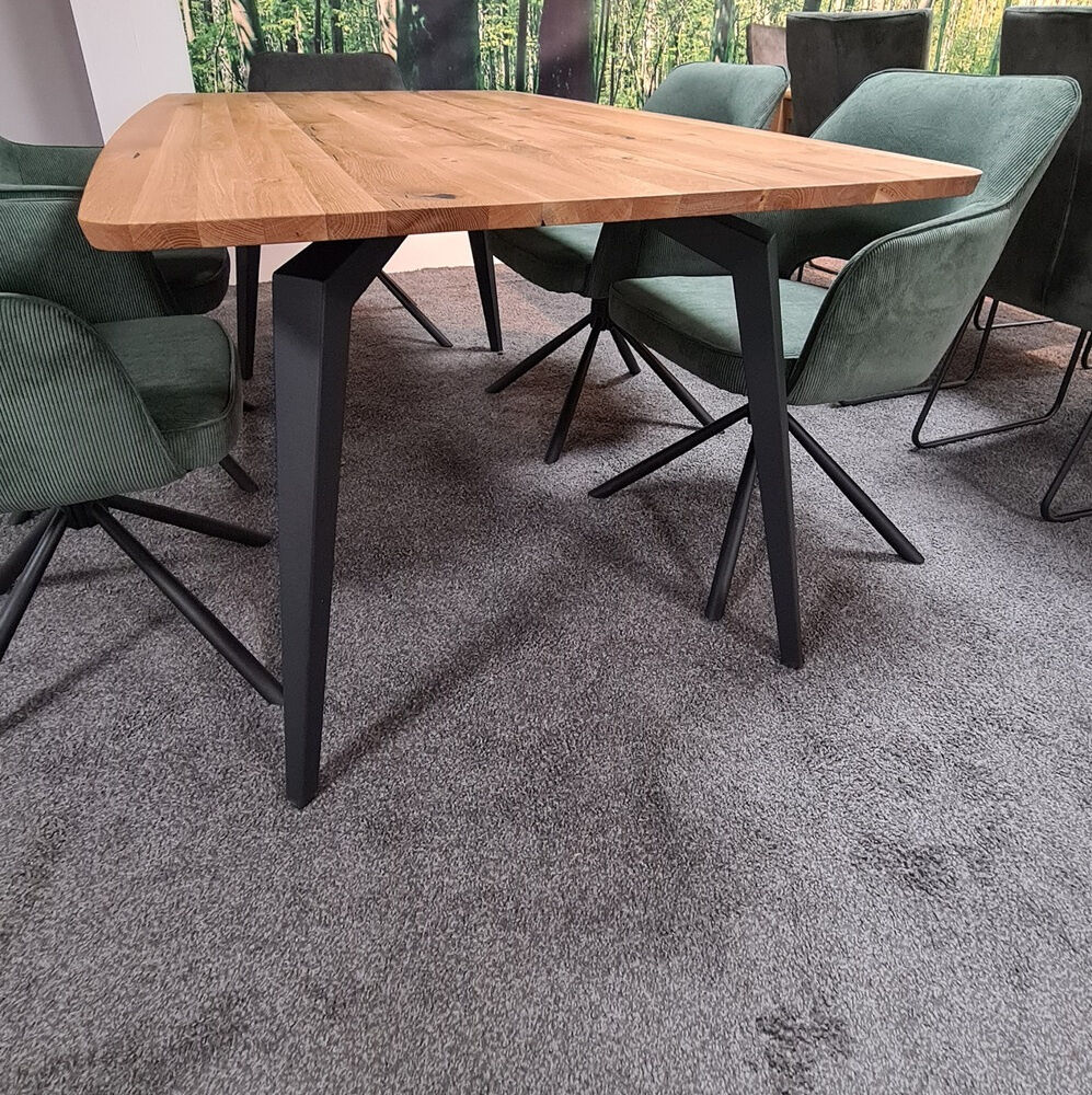 MCA - Esstisch Stockholm Balkeneiche Massiv Geölt Bootsförmig Gestell Metall Anthrazit Lackiert - 5