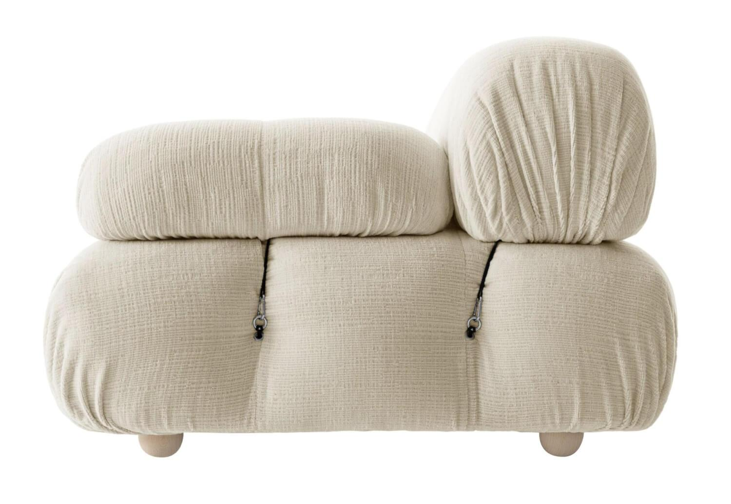 B&B Italia - Eckiges Sofa Camaleonda Stoff Chenille Enia Elfenbein Weiß Untergestell MDF Füße Buche Natur - 7