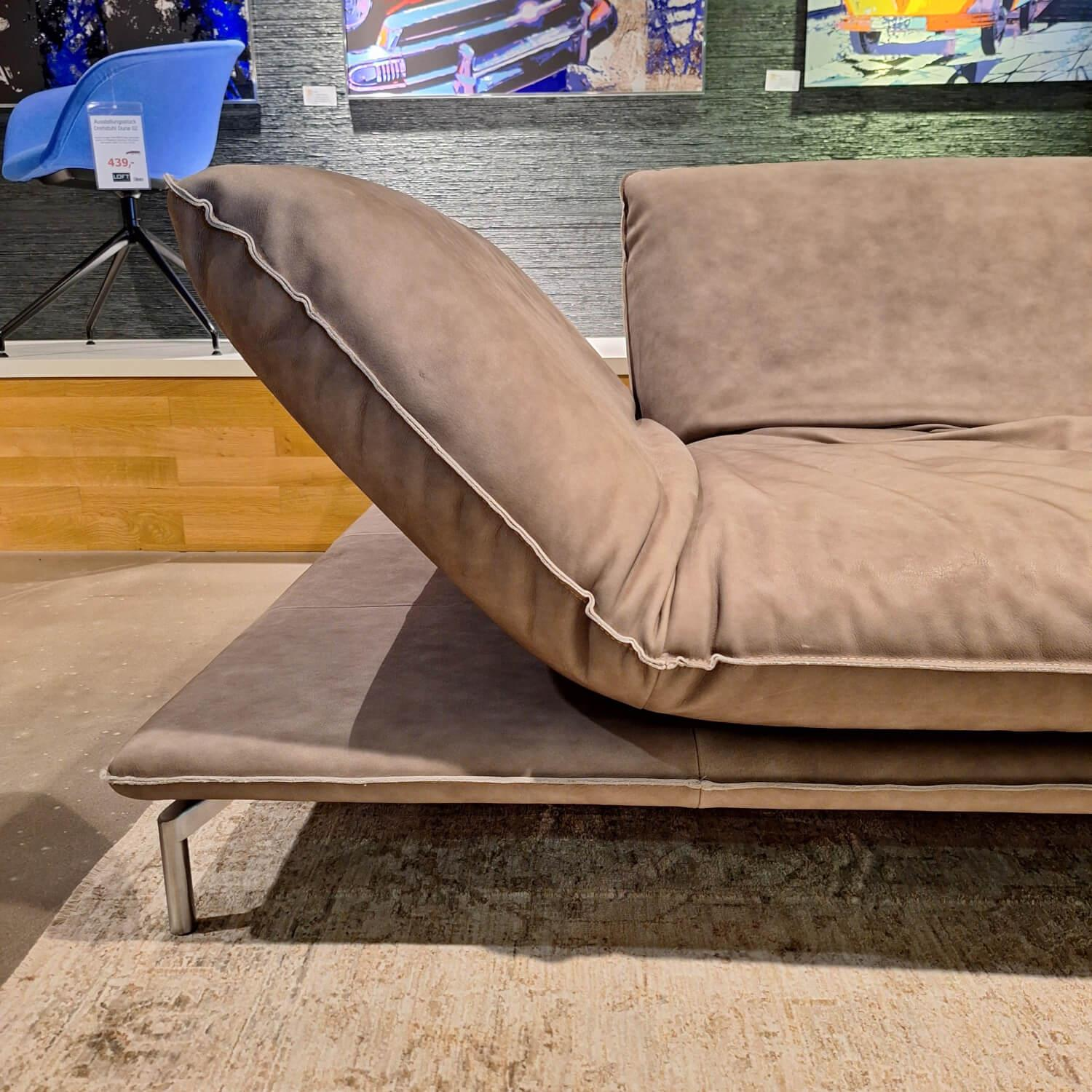 Bullfrog - Ecksofa Ceasar Bezug Leder Toro 2055 63 Elefant Grau Metallfüße Edelstahloptik Mit Klappbaren Lehnen - 8