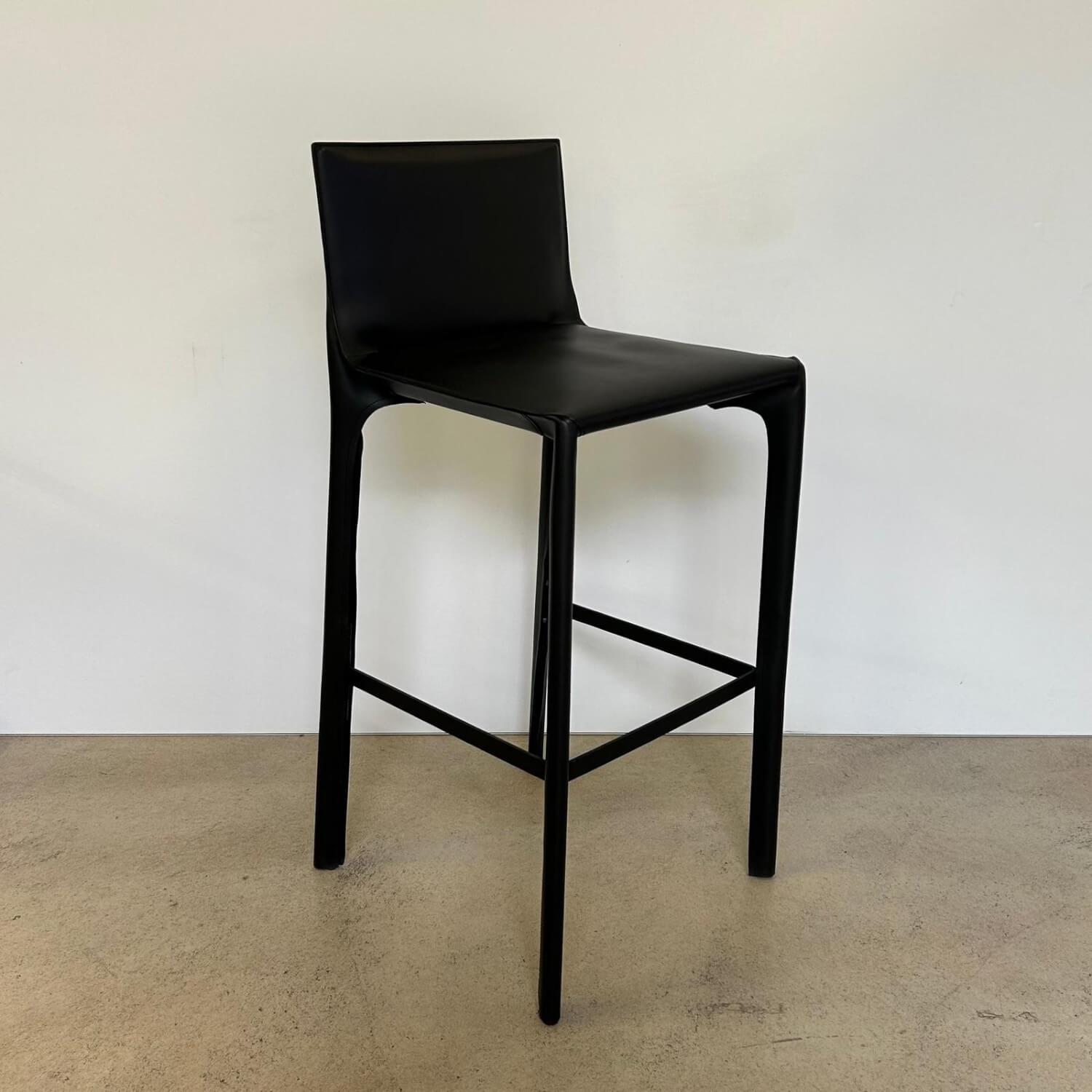Walter Knoll - Barhocker Saddle Chair 1248 Leder Saddle Black Schwarz Fußstütze Stahl Schwarz Mit Kunststoffgleitern - 5