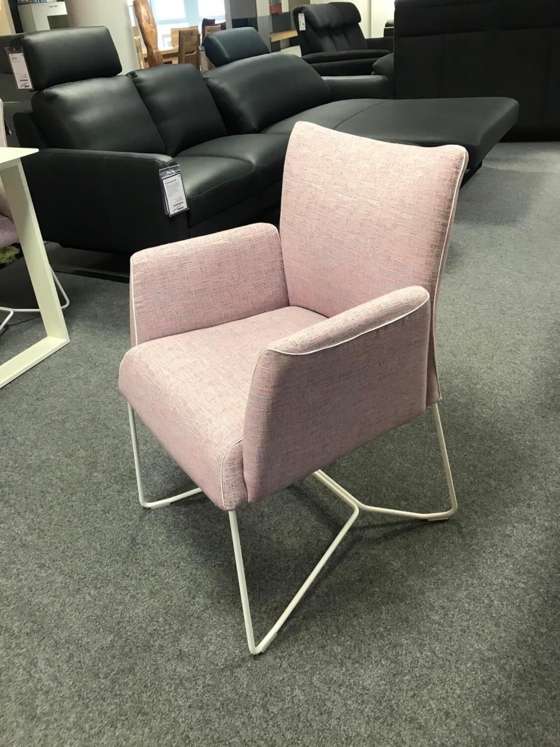 6er-Stuhlgruppe Olivienne Stoff Amarillo Pink Metallgestell Weiß