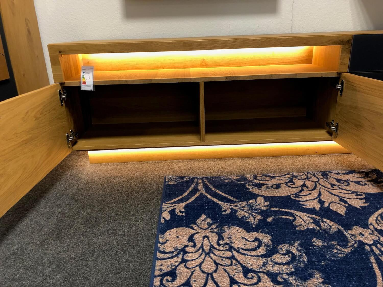 Schröder Franz - Hangelement Kitzalm Solid Plus K050 Eiken kern natuurlijk gefineerd Geborsteld accentglas leigrijs Inclusief verlichting - 4