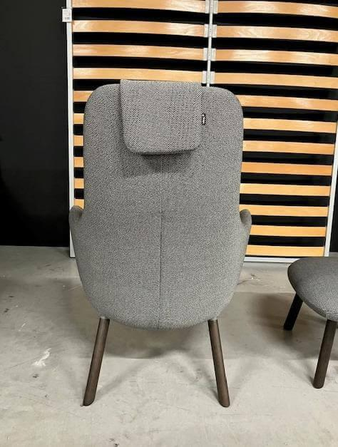 Vitra - Loungesessel Hal Stoff Credo SaltnPepper Grau Gestell Eiche Dunkel Inkl. Hocker - 4