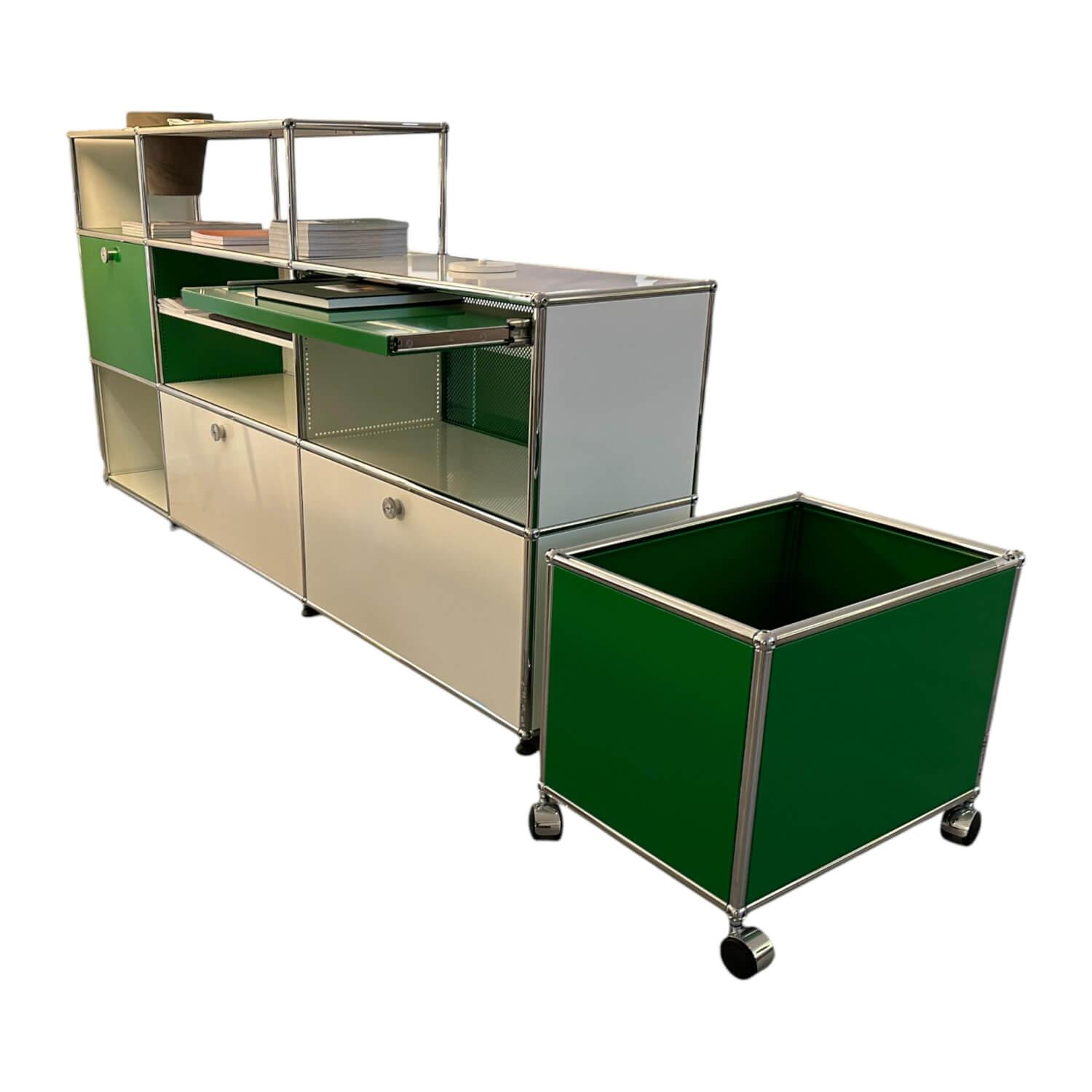 USM Haller - Sideboard White Green with Rollbox Green - 1