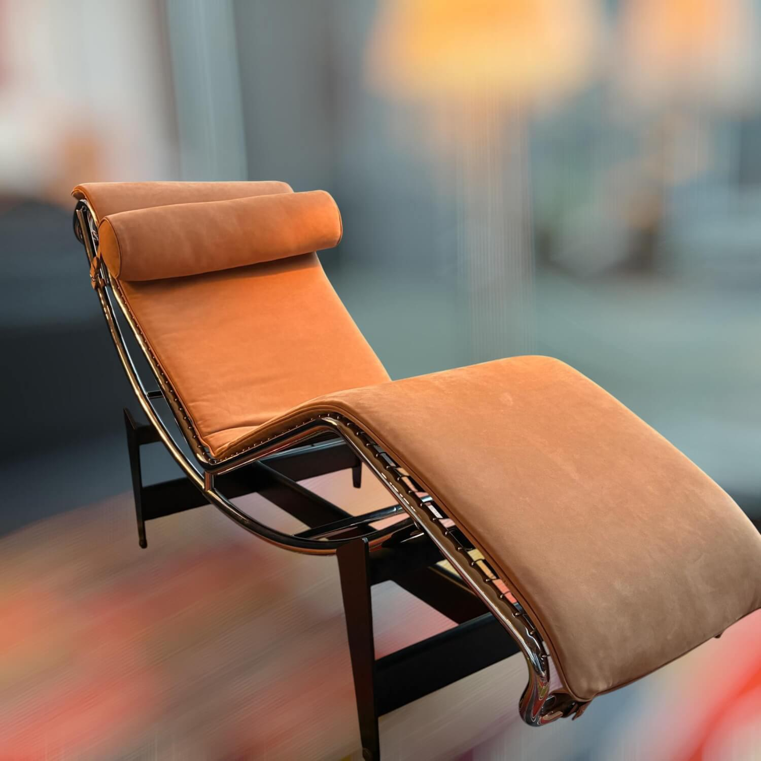 Cassina - Liege 4 Chaise Longue À Réglage Leder Braun Gestell Stahl Verchromt Und Schwarz Lackiert - 4
