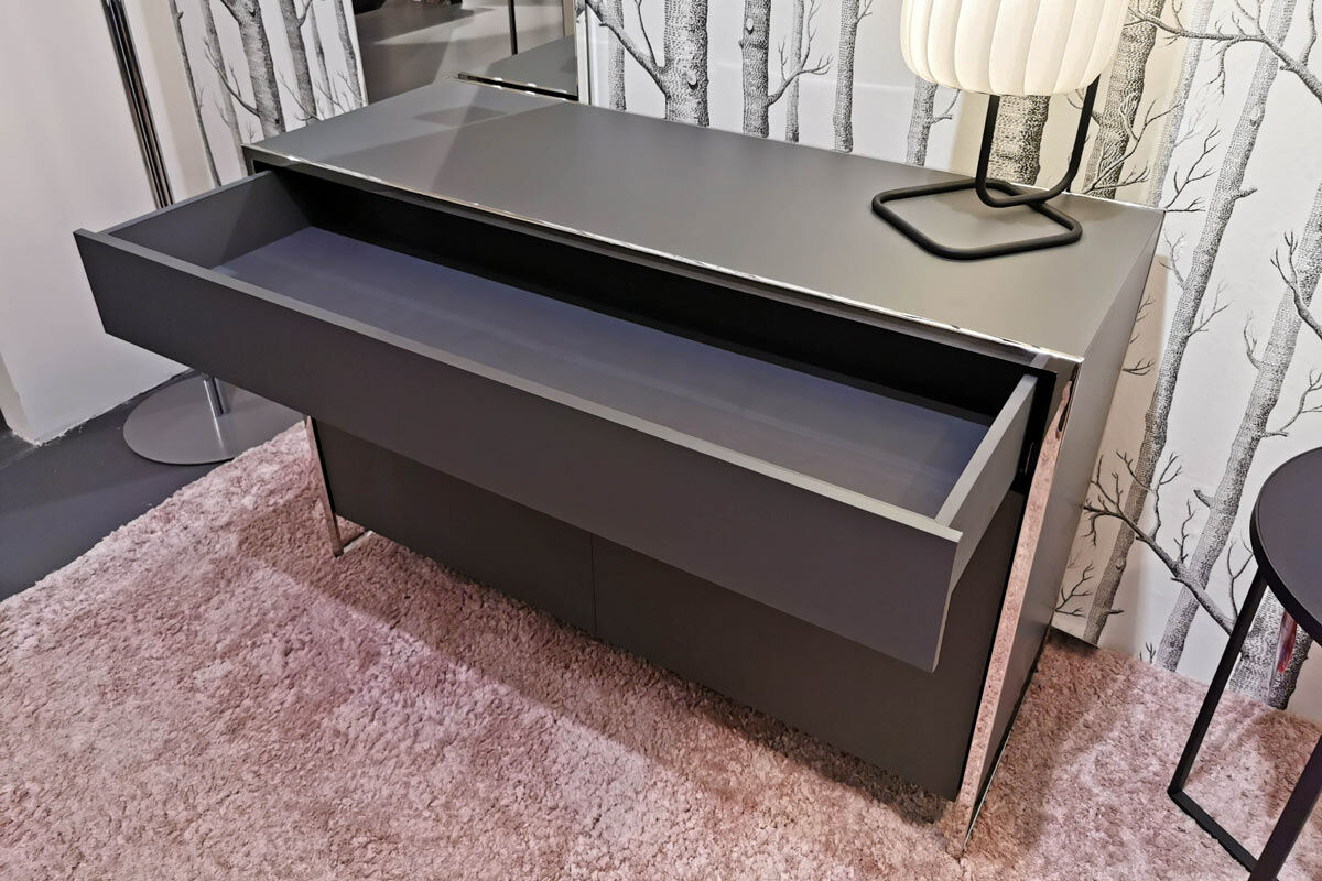 YOMEI - Kommode Smart Oberfläche Pantex Graphit Matt Gestell Edelstahl Poliert - 4