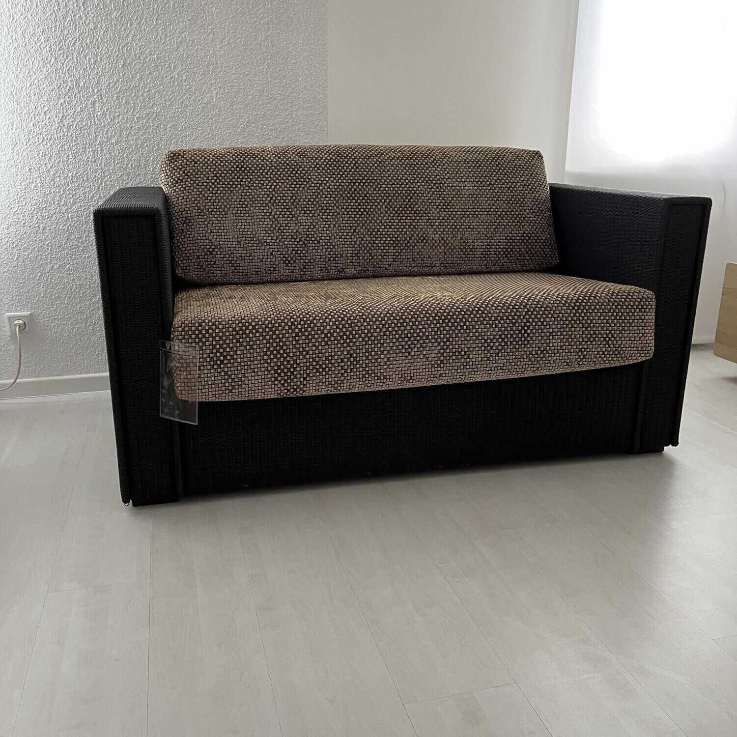 Sofa Loft Small 150 Stoff Holzrahmen Mit Geflecht Bezogen Braun Schwarz