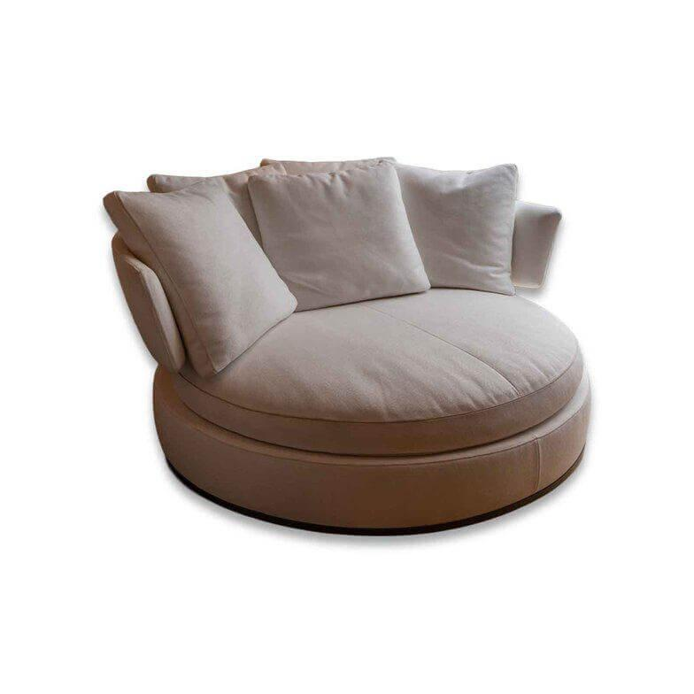 B&B Italia - Sofa Amoenus Soft Stoff Serle Naturweiss Nickel Bronzefarben Lackiert Inklusive Rückenkissen - 1