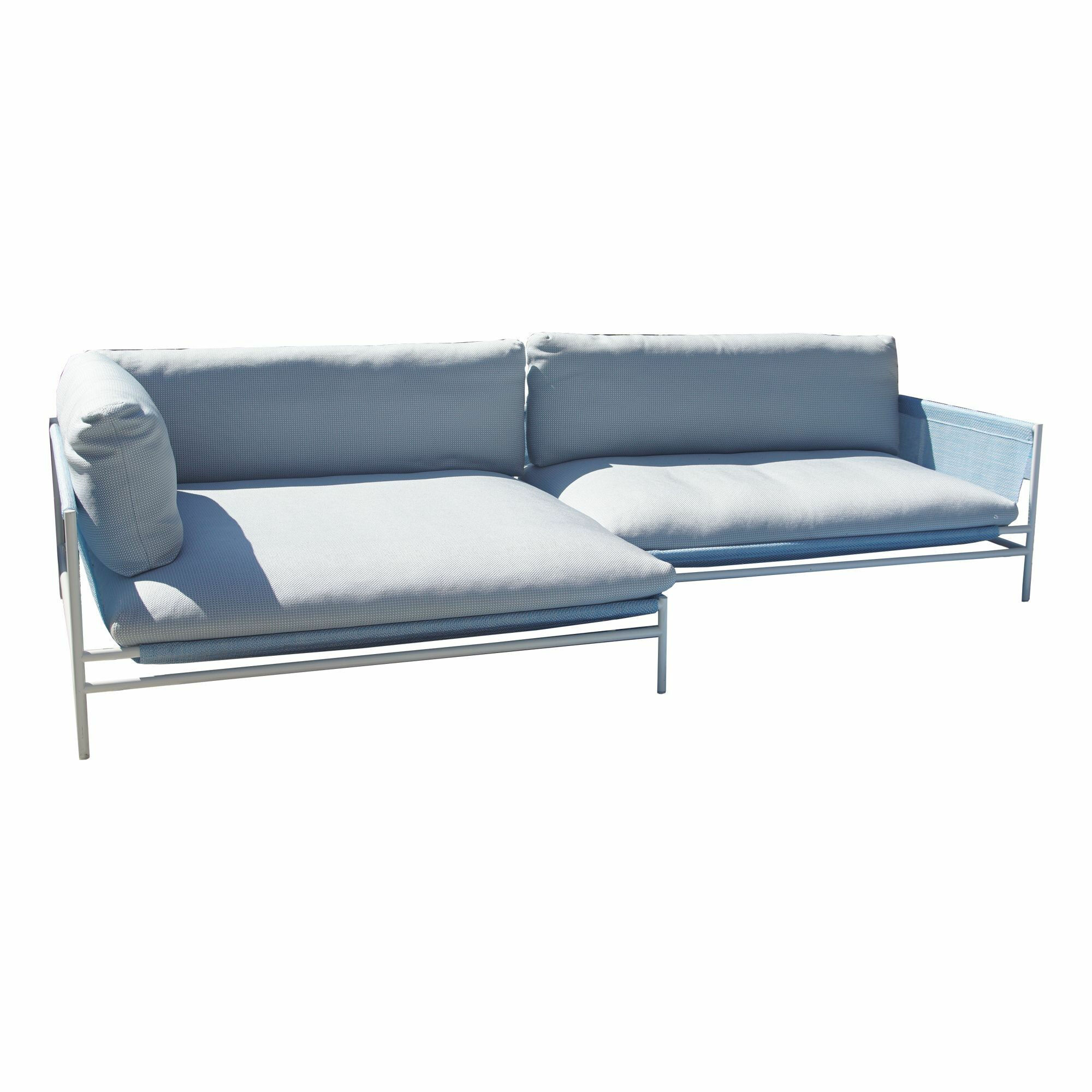 Paola Lenti - Ecksofa Canvas Stoff Brio Malva Bianco Blau Gestell Rostfreier Stahl Inklusive Kissen - 1