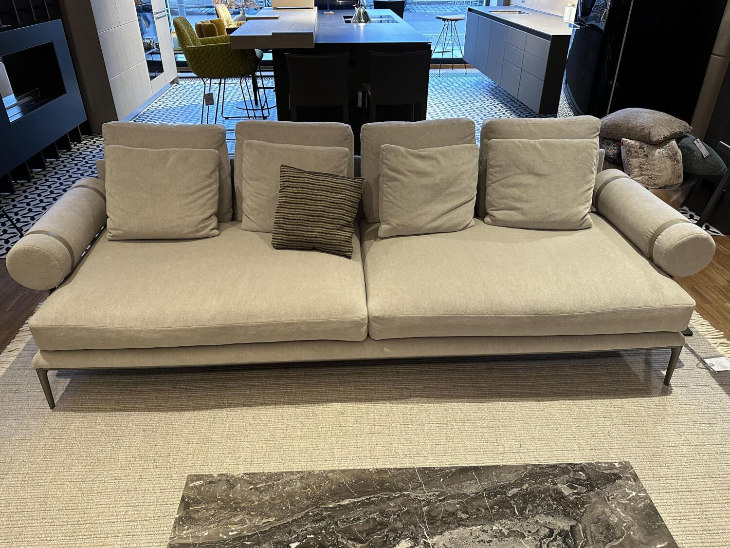 B&B Italia - Sofa Atoll Stoff 2165258 Licata Stein Grau Braun mit 4 Kissen und 2 Rollen - 5