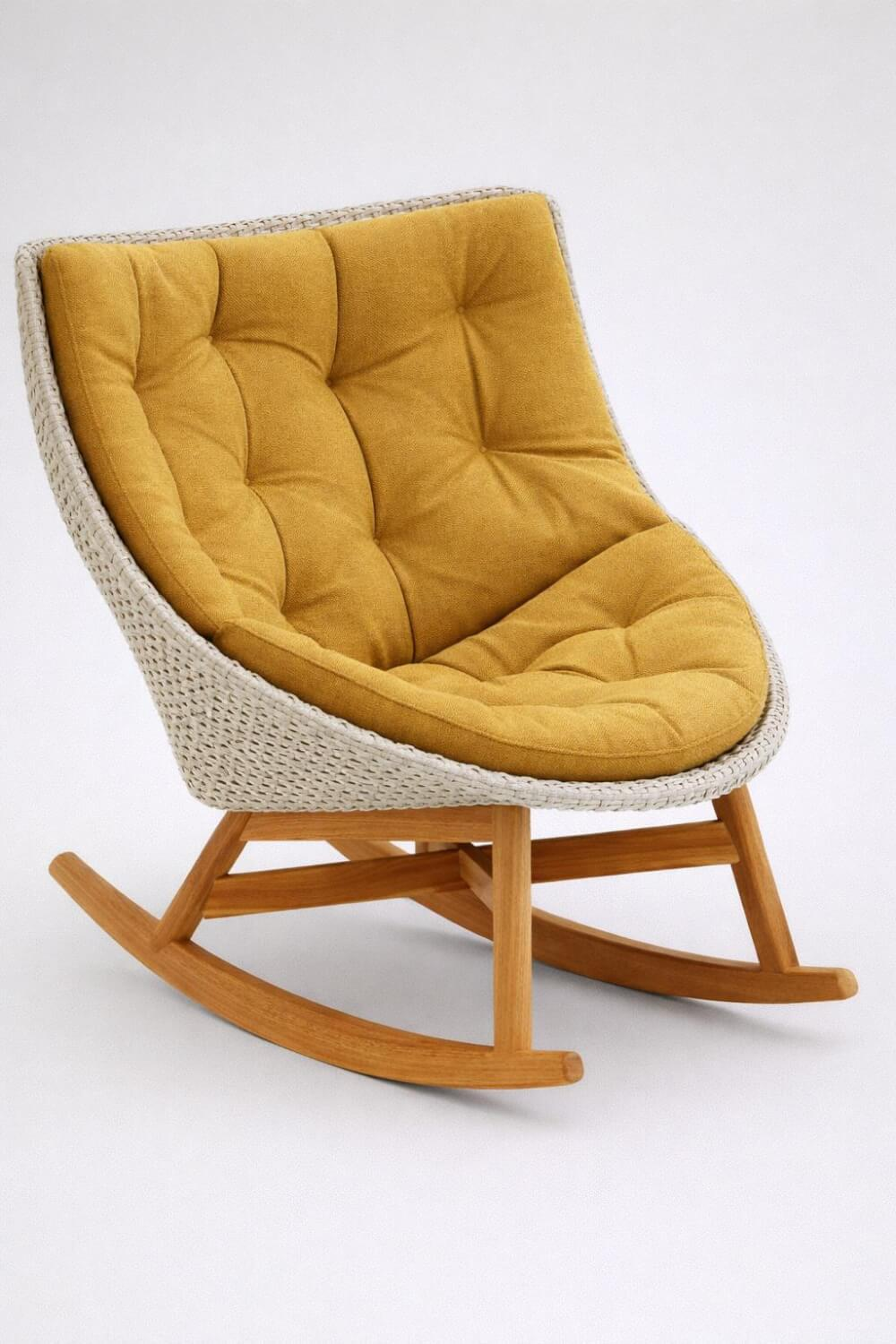 DEDON - Outdoor Schaukelstuhl Mbrace Stoff Natura Polemo Gelb - 2