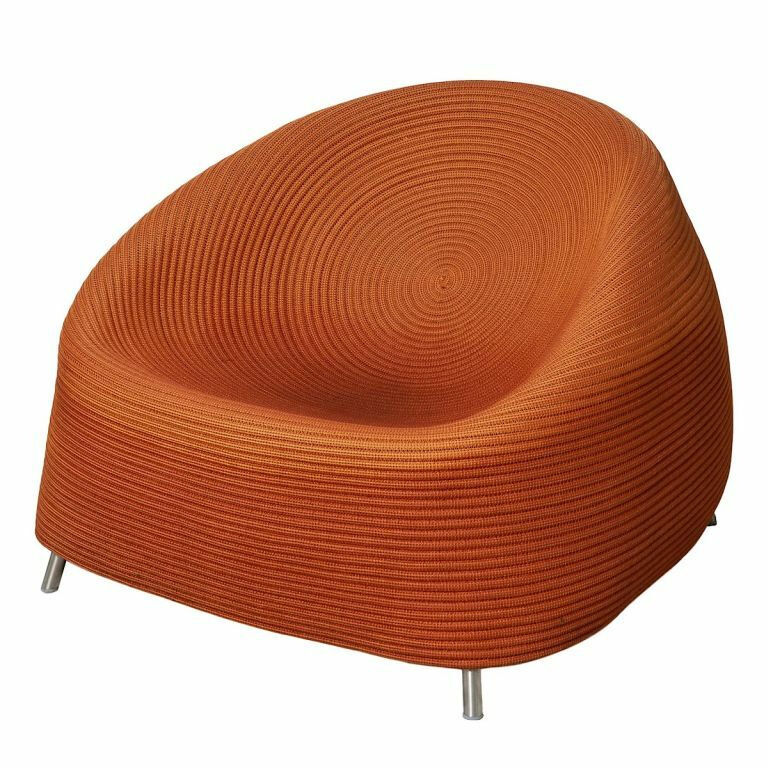 Paola Lenti - Sessel Afra Stoff Arancio Terracotta Orange Gestell Stahl AISI 316/304 Gleiter Kunststoff - 1