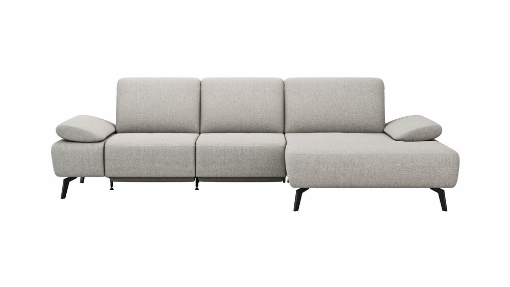 Comfort Republic - Ecksofa Theodor Stoff Cantona 2a Beige Füße Metall Schwarz mit motorischer Fußstütze - 4