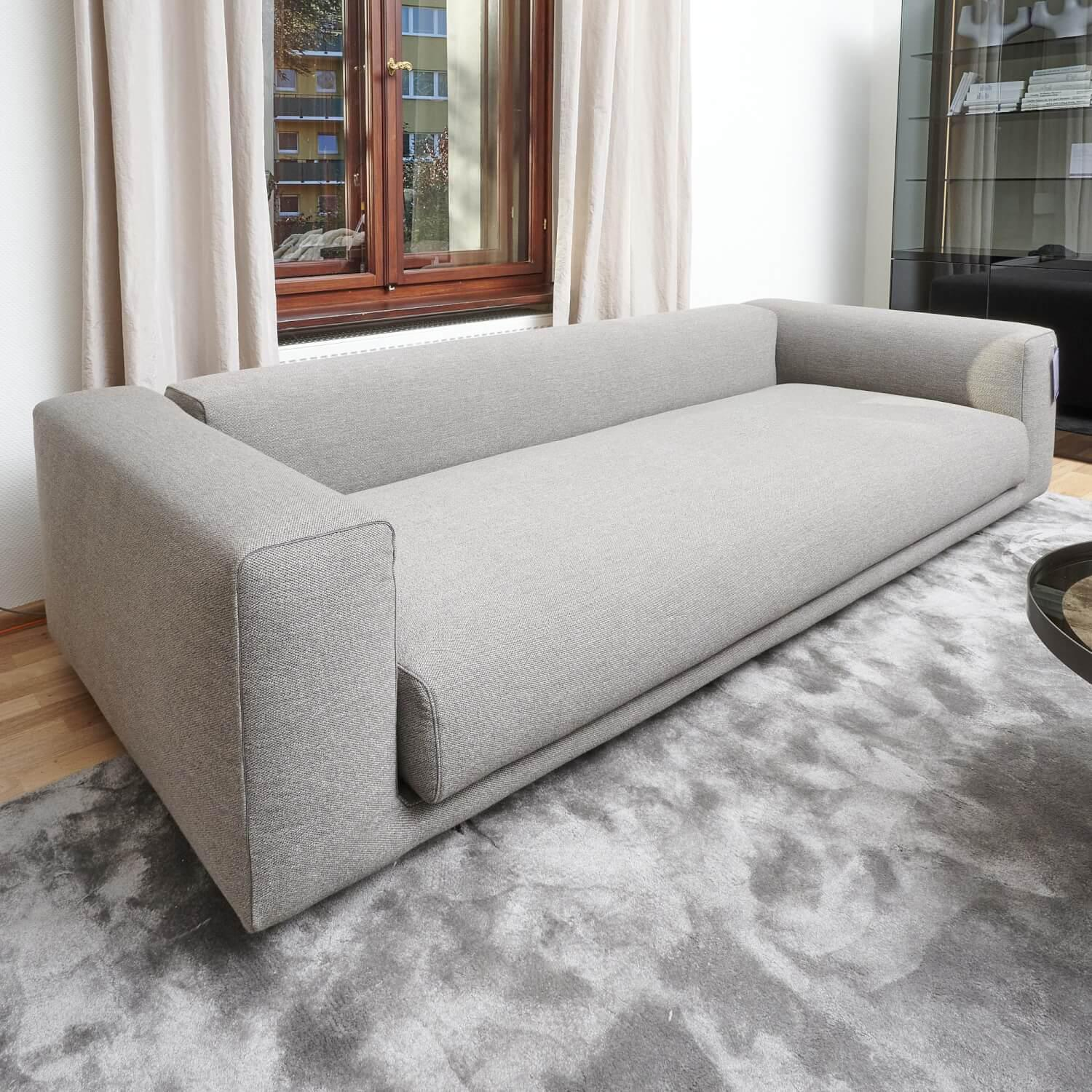 COR - Sofa Moss Stoff 8079 Aschgrau Grau Paspel 16 Dunkelgrau Füße Verchromt Mit 2 Rückenkissen - 6