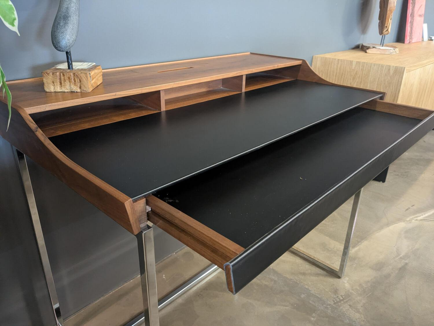 Jori - Sekretär JR-d101 Nussbaum mit Lederauflage Vege Black - 3