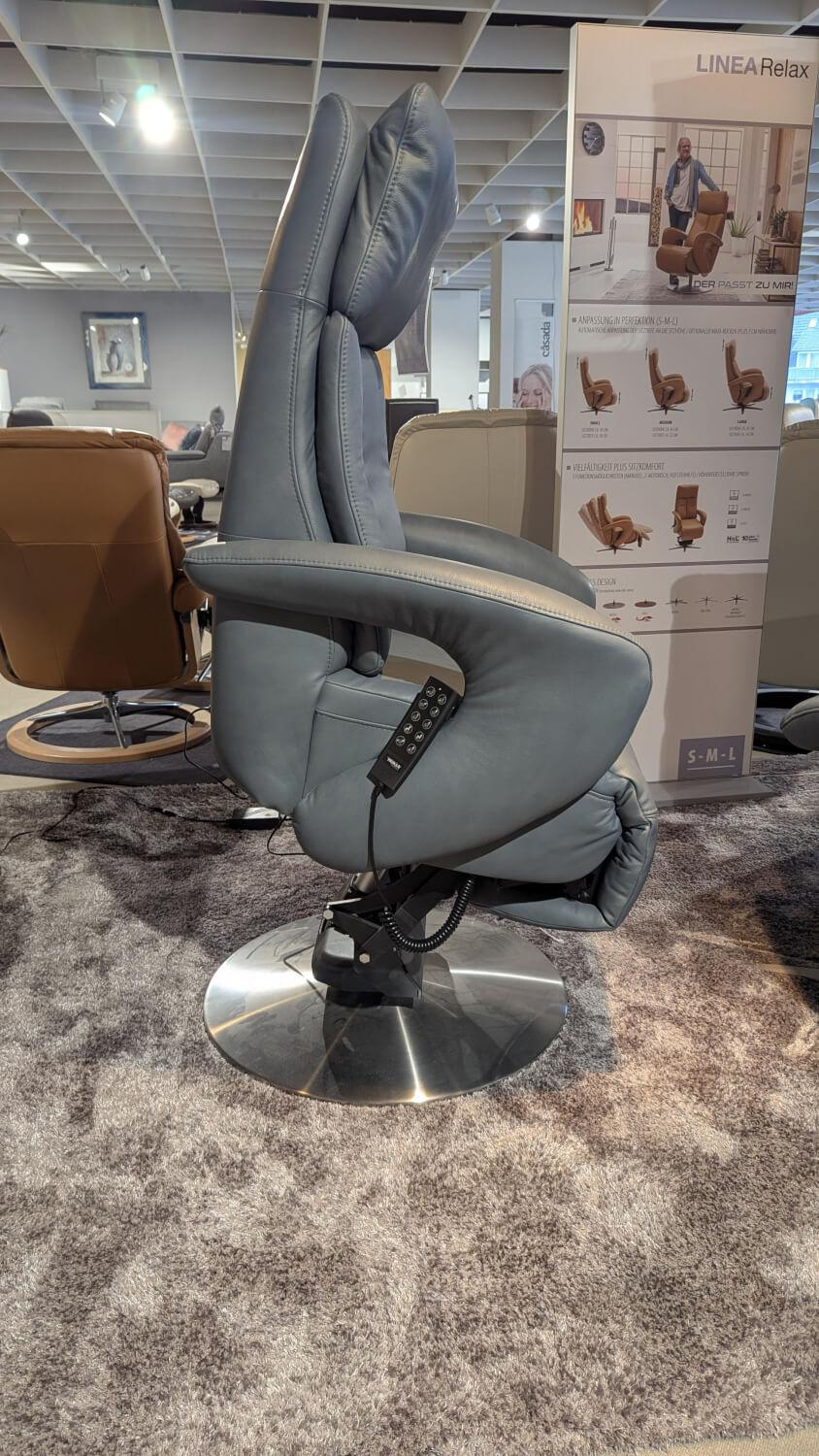 Hukla - Sessel Dreamline 02 Leder Vivre Steel Grau Metall Drehteller V6 Mit Turn Und Move Funktion - 6