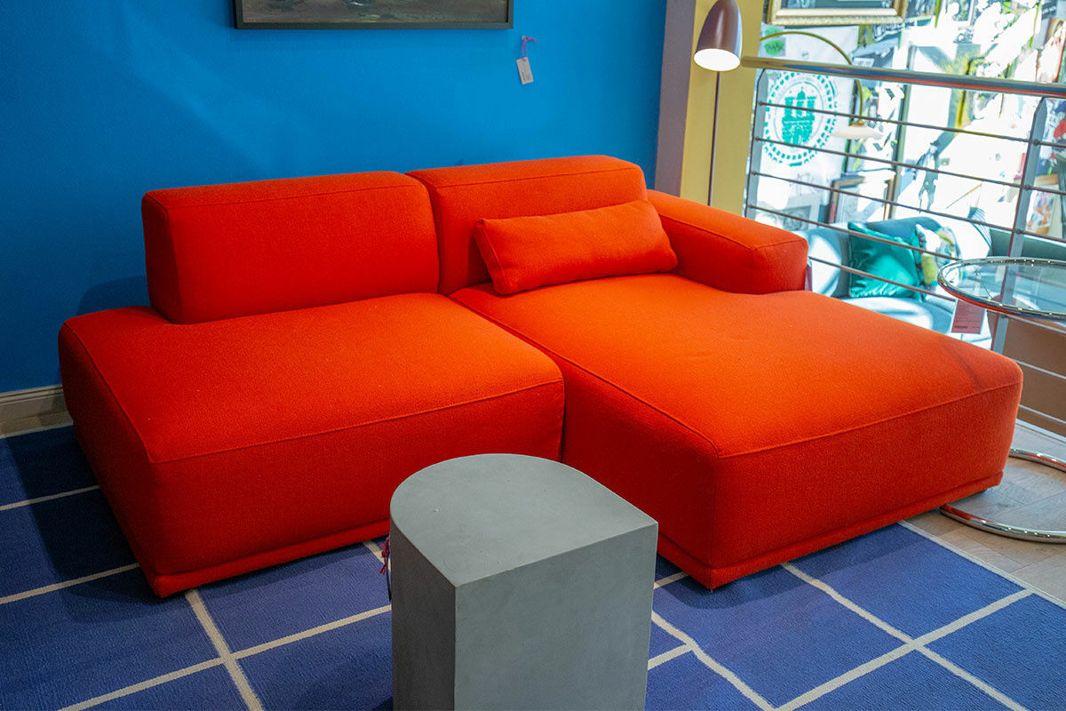 Muuto - Ecksofa Connect Soft Stoff Hallingdal 600 Orange Gestell Eiche mit 1 Spitzkissen - 5