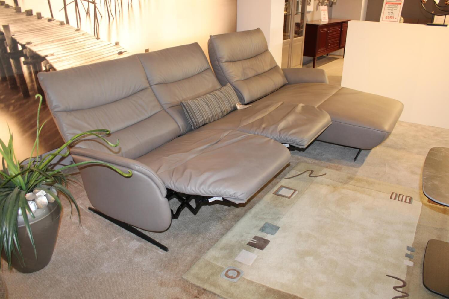 himolla - Ecksofa 4050 Leder Longlife Soft Shadow Grau mit Relaxfunktion - 6