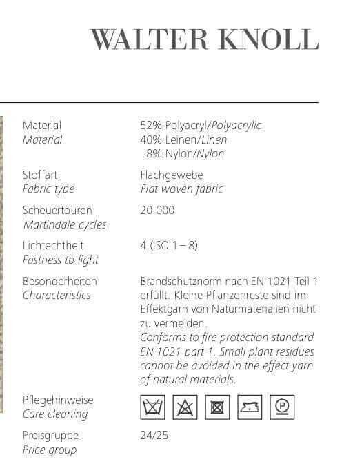 Walter Knoll - 4er-Set Stuhlgruppe Cheru Stoff Gaia 7890 Silver Grau - 7