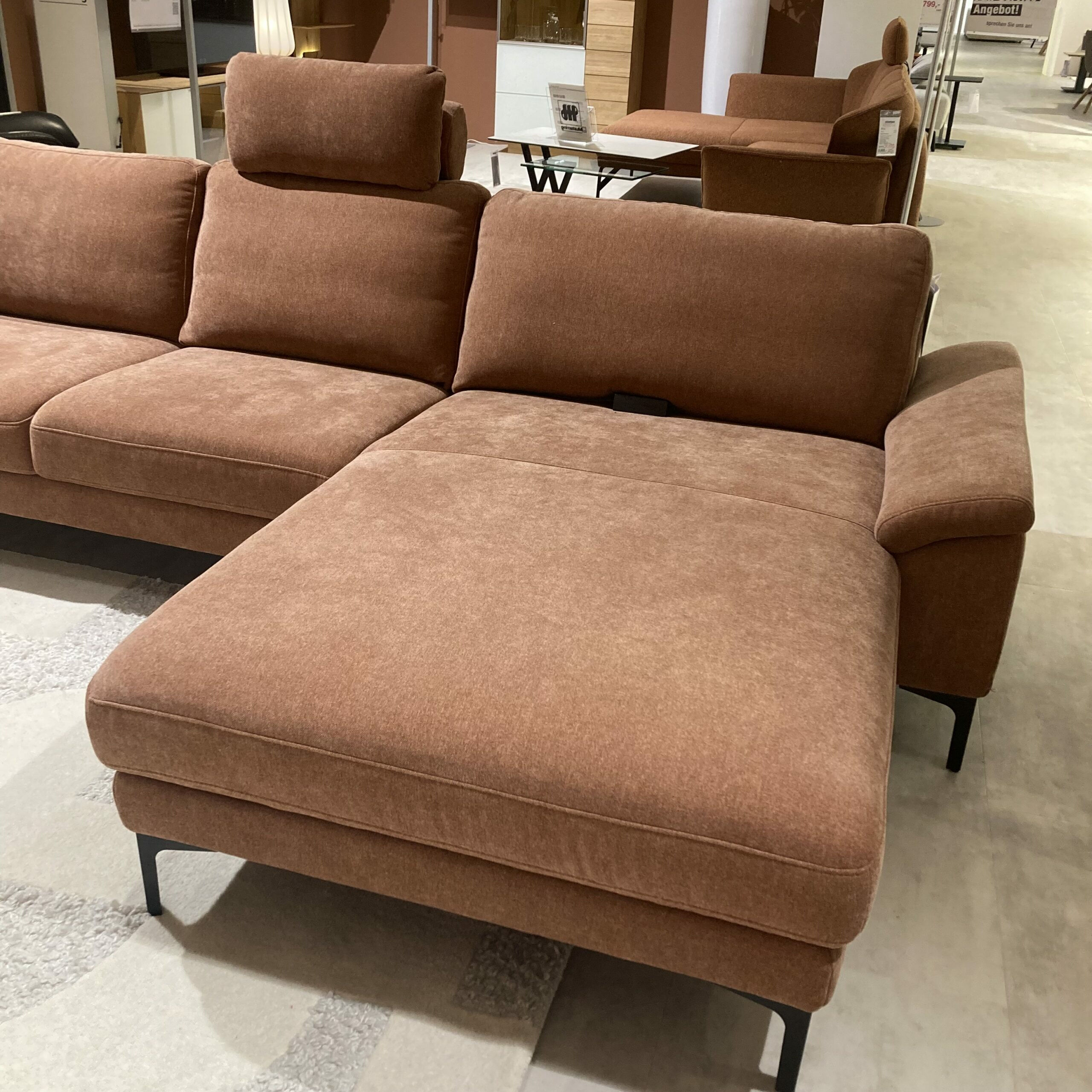Comfort Republic - Ecksofa Anna A Stoff Braun Metallfuß Schwarz mit Relaxfunktion - 4
