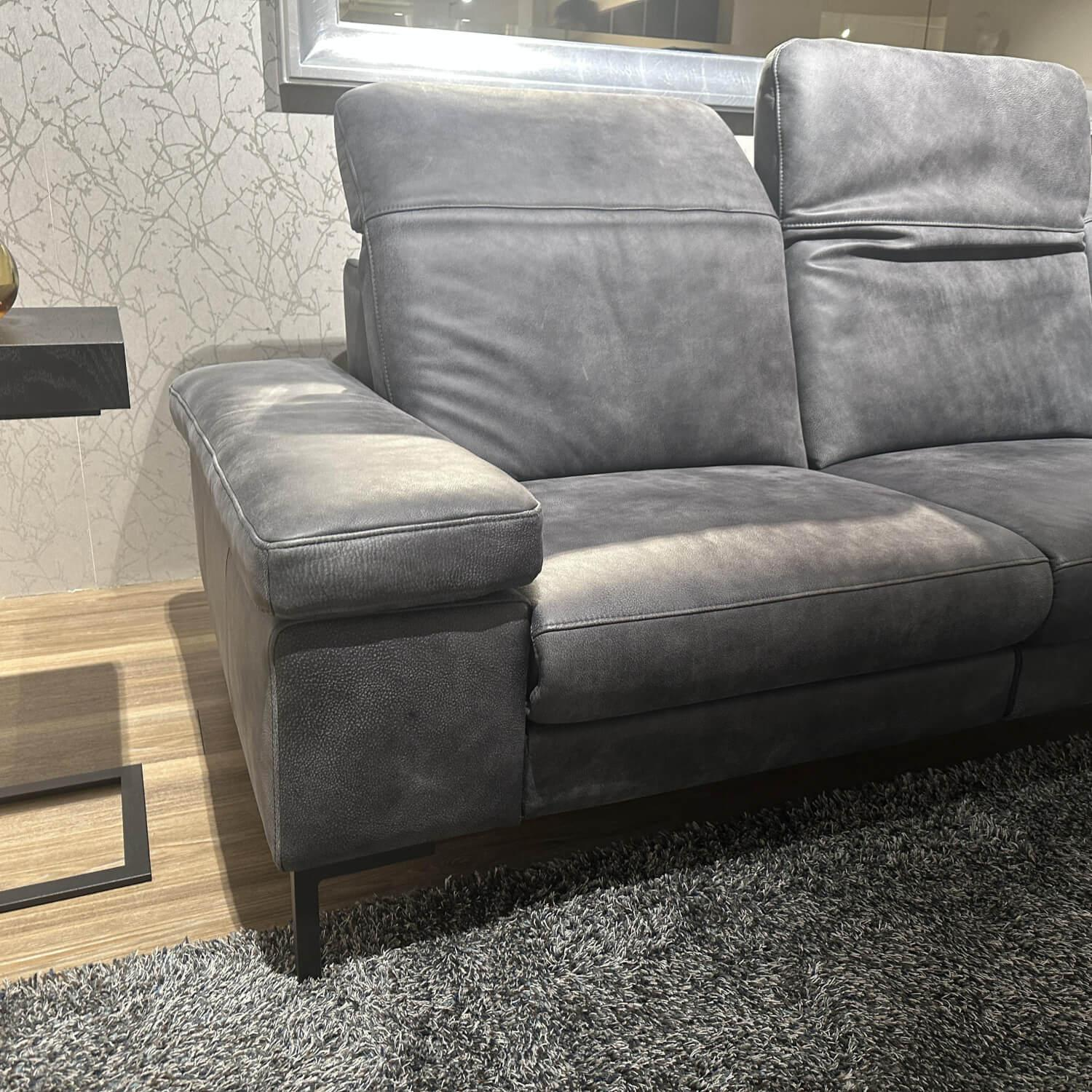 Paul Lindberg - Ecksofa Deno PL Leder W9 Schwarz Füße Metall Schwarz Mit Relaxmotor - 5