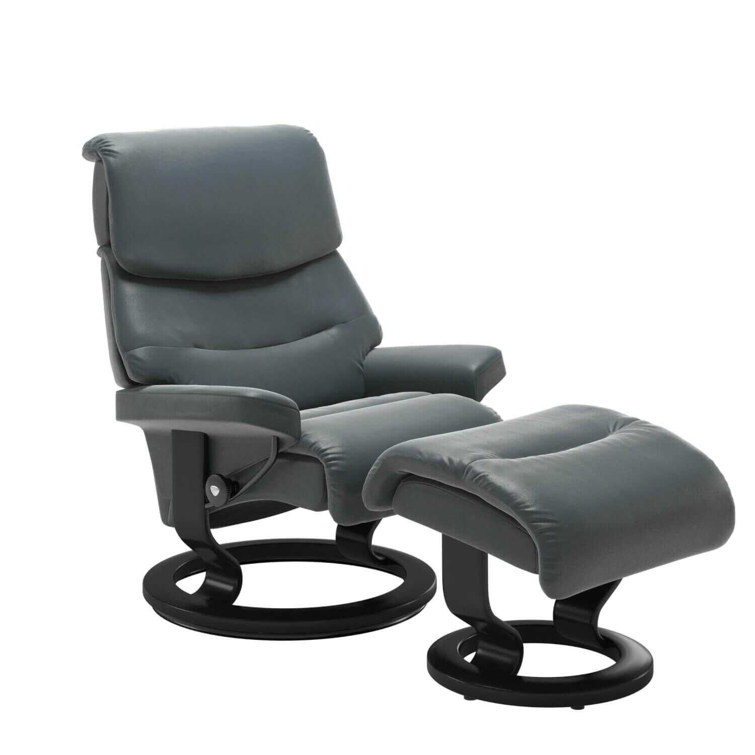 Stressless - Stressless Capri S Classic Base Leder Cori Petrol mit Hocker - 1