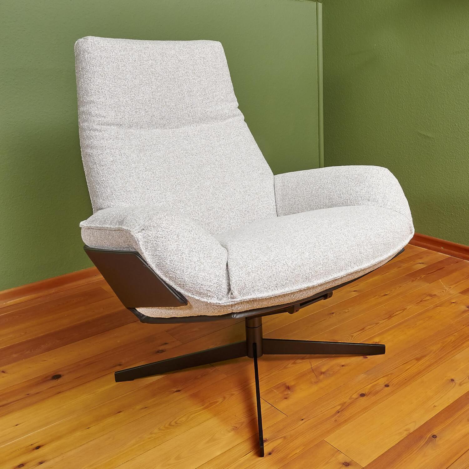 Bielefelder Werkstätten - Sessel Daron Hoch Stoff Alice IP 1750 171 Beige Grau Kreuzfuß Schwarz Matt - 4