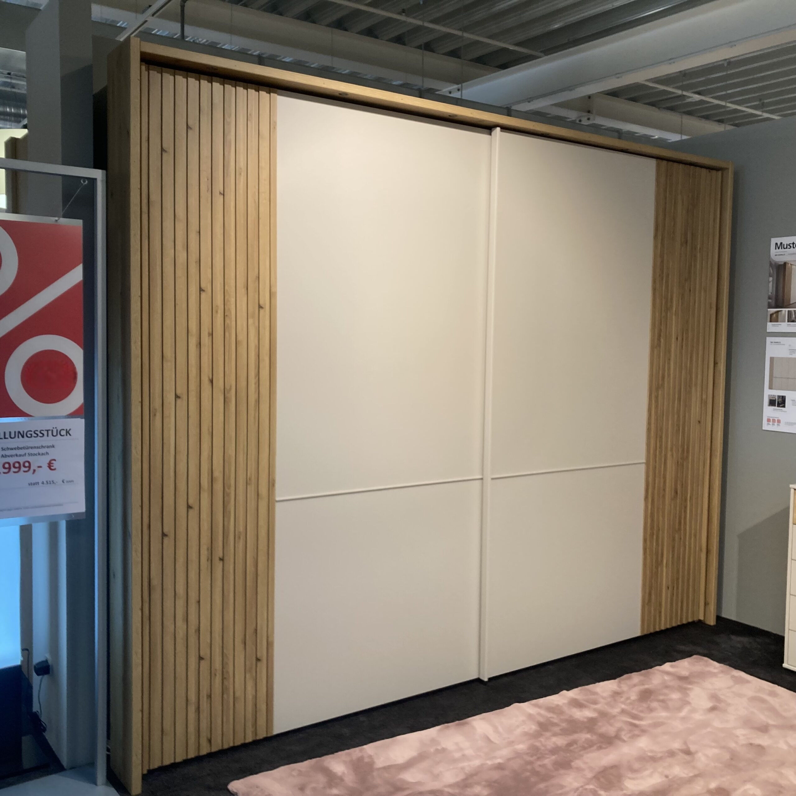 Musterring - Schwebetürenschrank Isabelle 203 Dekor Champagner Weiß Beige Absetzung Eiche Bianco Inklusive Beleuchtung - 4