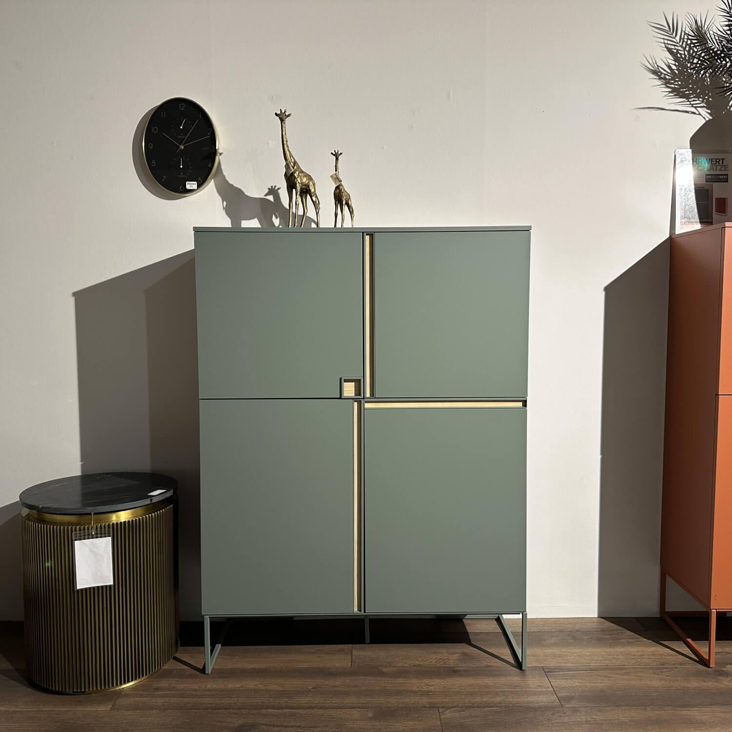 Contur - Highboard Venzone Lack 167 Onice Grün Einsatz Eiche Gestell Metall - 7