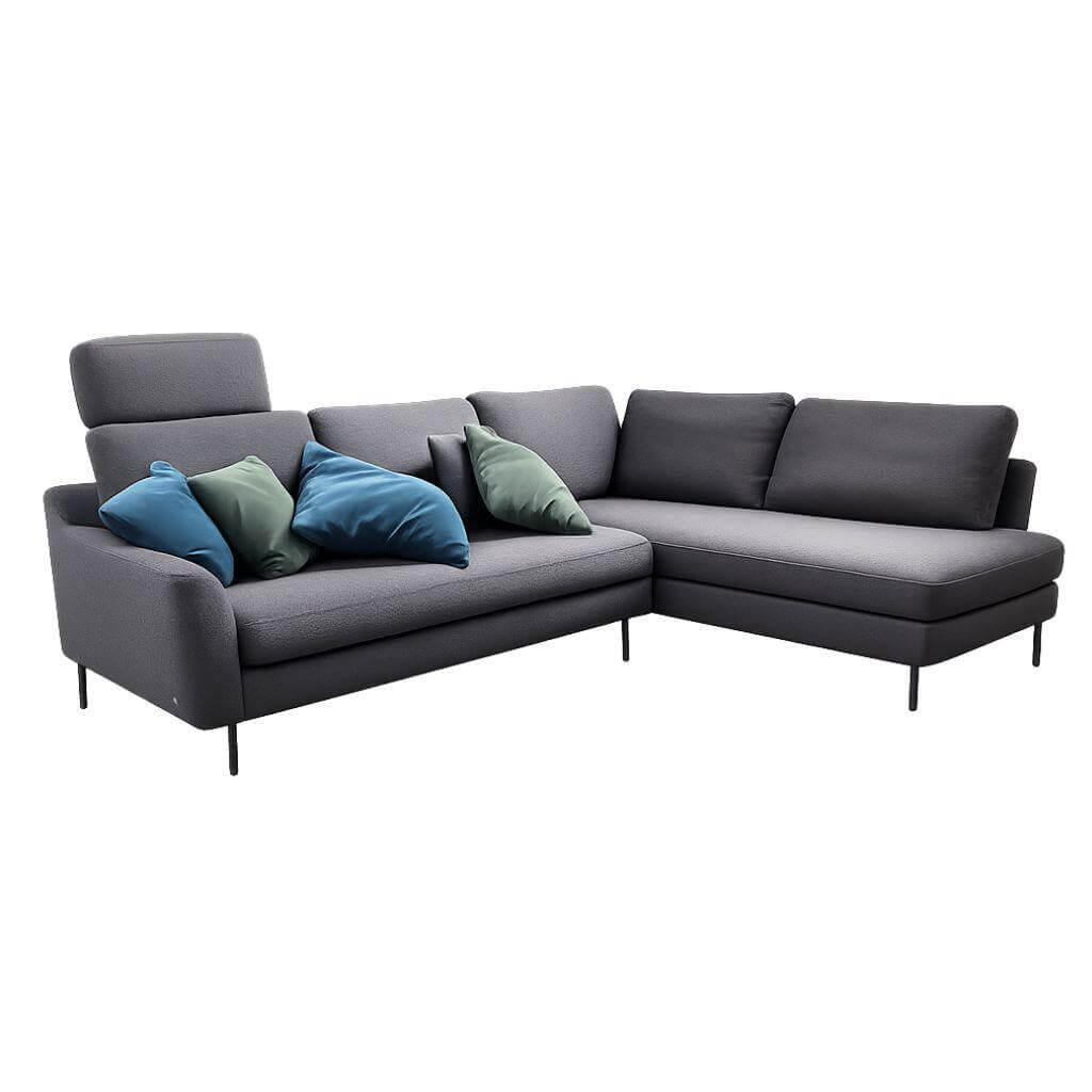 Rolf Benz - Ecksofa Mioko Stoff 24.553 Schwarzblau Fuß Spange Stahl Glatt Schwarzblau Pulverbeschichtet - 1