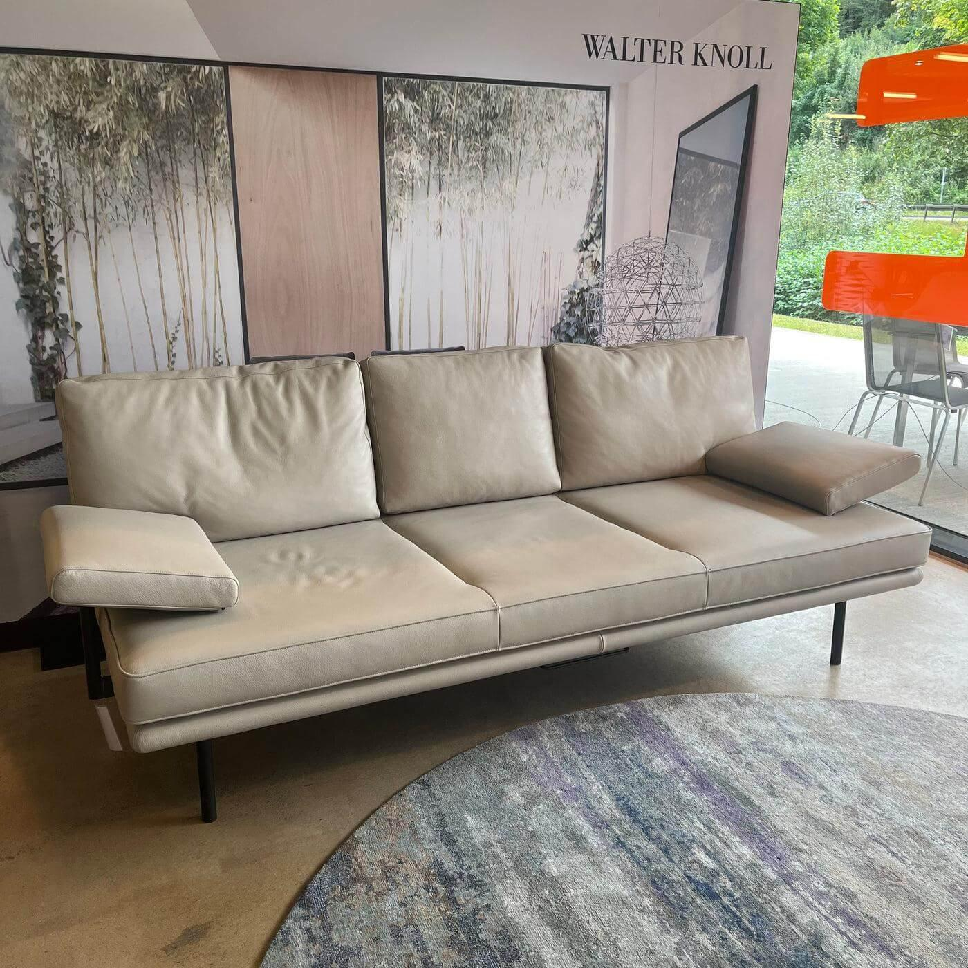 Walter Knoll - Sofa Living Platform 400 30 FLFR Leder Lima Stone Grey Grau Beige Gestell Stahl Schwarz Matt Pulverbeschichtet - 7