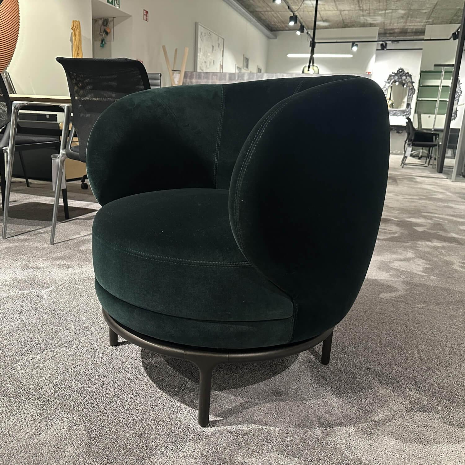 Wittmann - Sessel Vuelta 72 Stoff Velvet British Green E Grün Gestell Bronze Schwarz Drehbar - 3