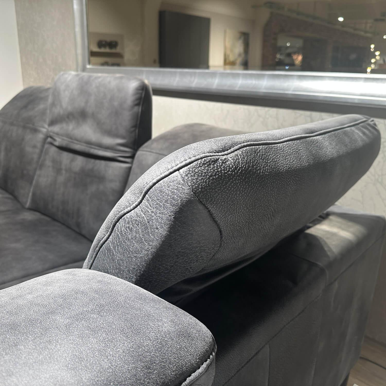 Paul Lindberg - Ecksofa Deno PL Leder W9 Schwarz Füße Metall Schwarz Mit Relaxmotor - 8