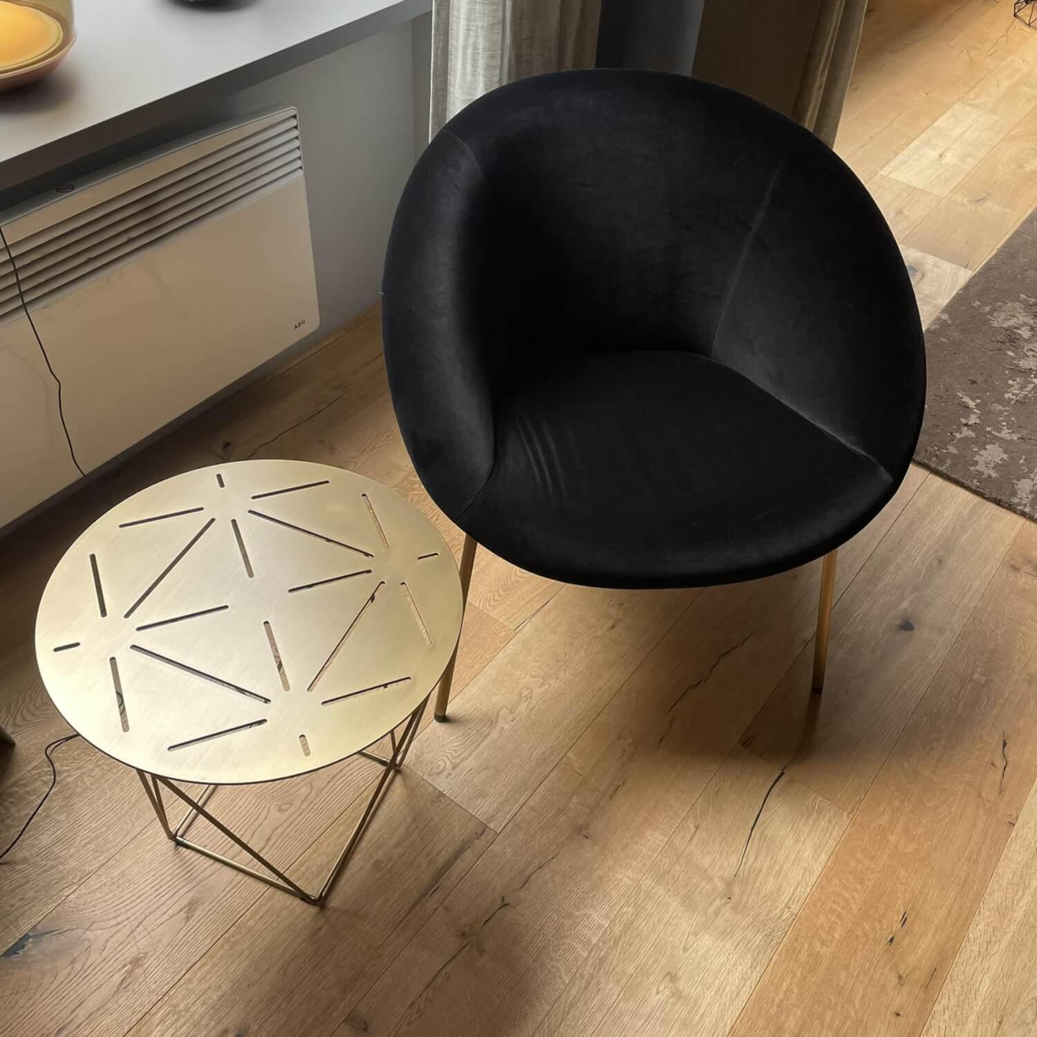 Walter Knoll - Sessel 369 Armchair Stoff32 Harald Schwarz Gestell Metall Messing - 3