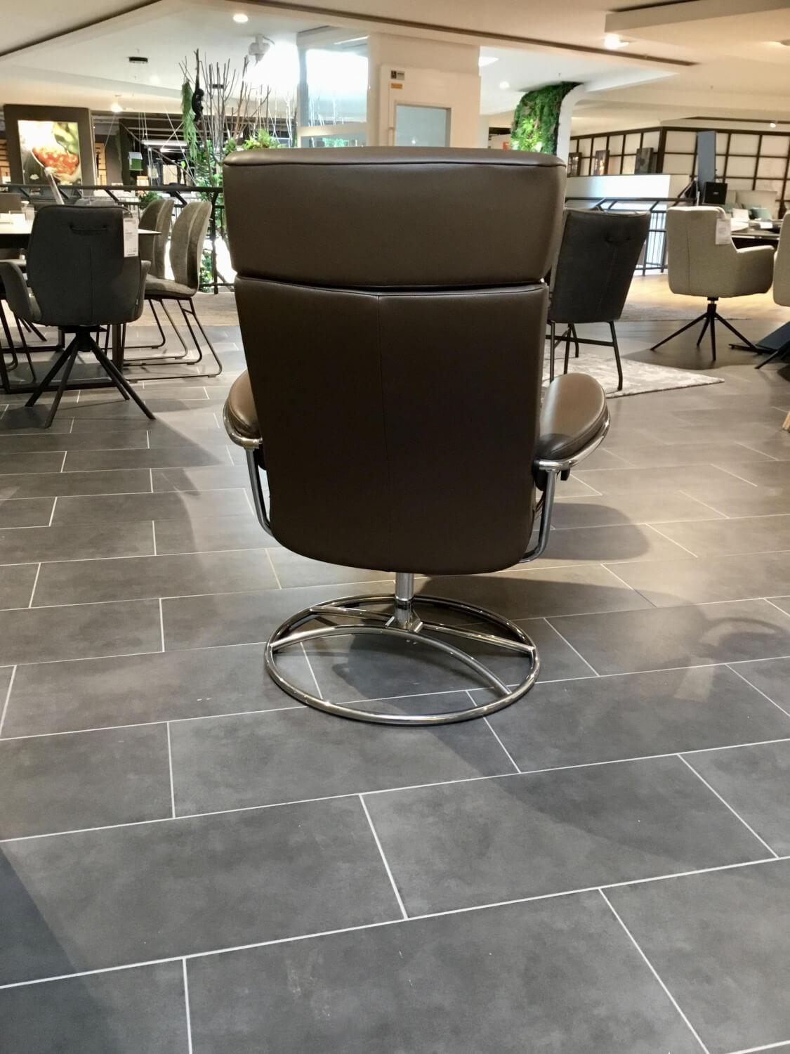 Stressless - Relaxsessel Tokyo High Base Leder Paloma 88 Chestnut Braun Gestell Metall 40 Chrom Inklusive Hocker - 4