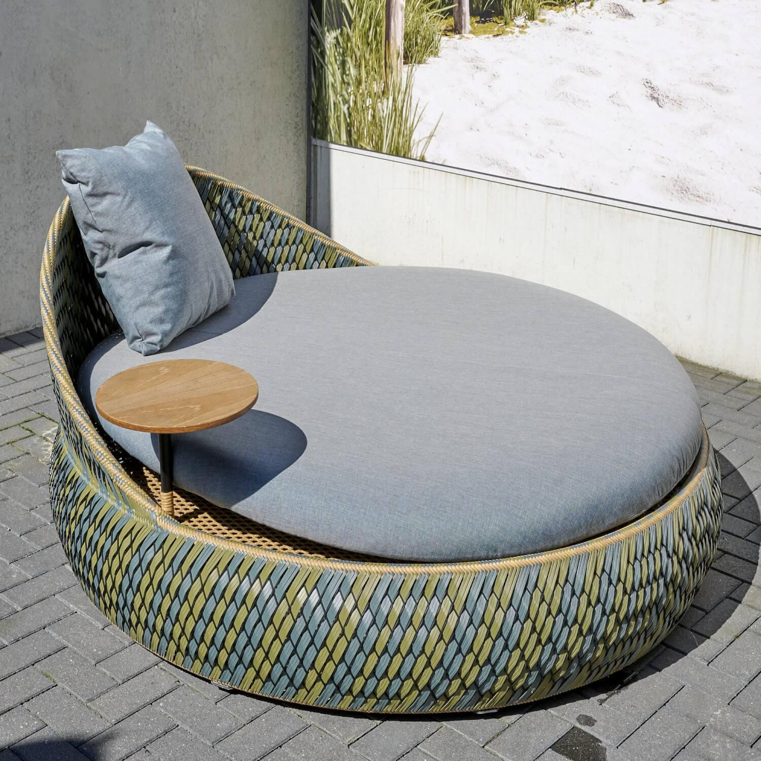 DEDON - Sofainsel / Daybed Dala Bezug Stoff Twist Dark Turquoise Geflecht Dedon-Faser Ubud - 2