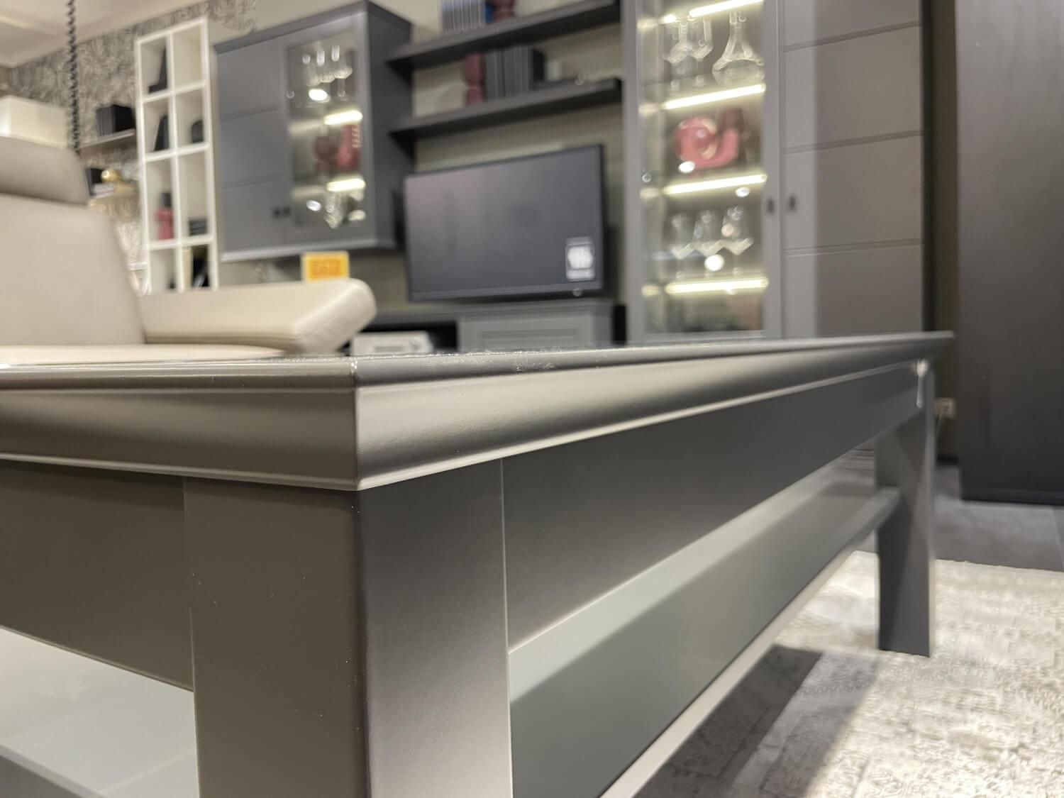 Musterring - Couchtisch Korsika 8222 Platte Klarglas Gestell Lack Schiefergrau PG 2 Grau Füße Mit Rollen - 6