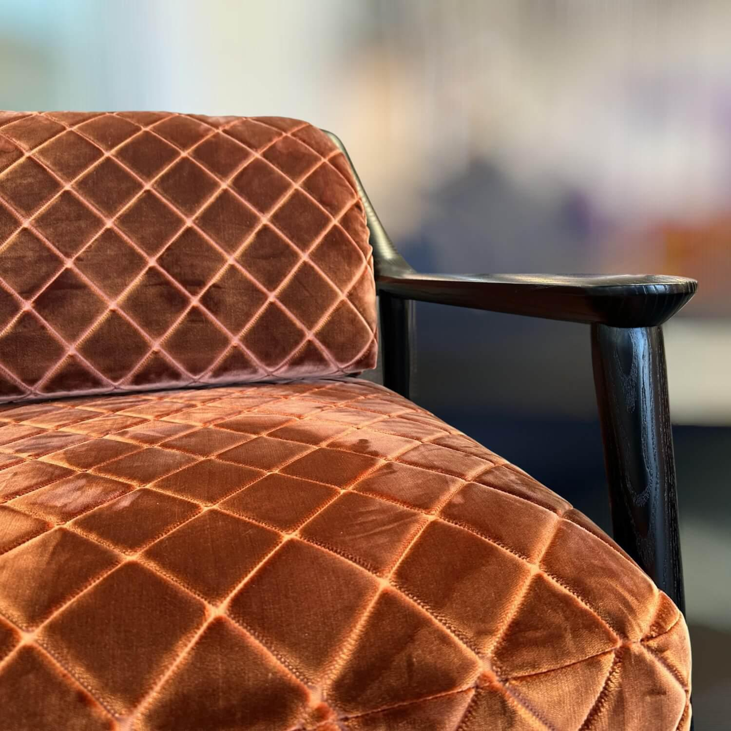 Bielefelder Werkstätten - Sessel Gatsby Stoff JAB Viscount JA3017-061 Orange Braun Füße Holz Schwarz Gebeizt - 3