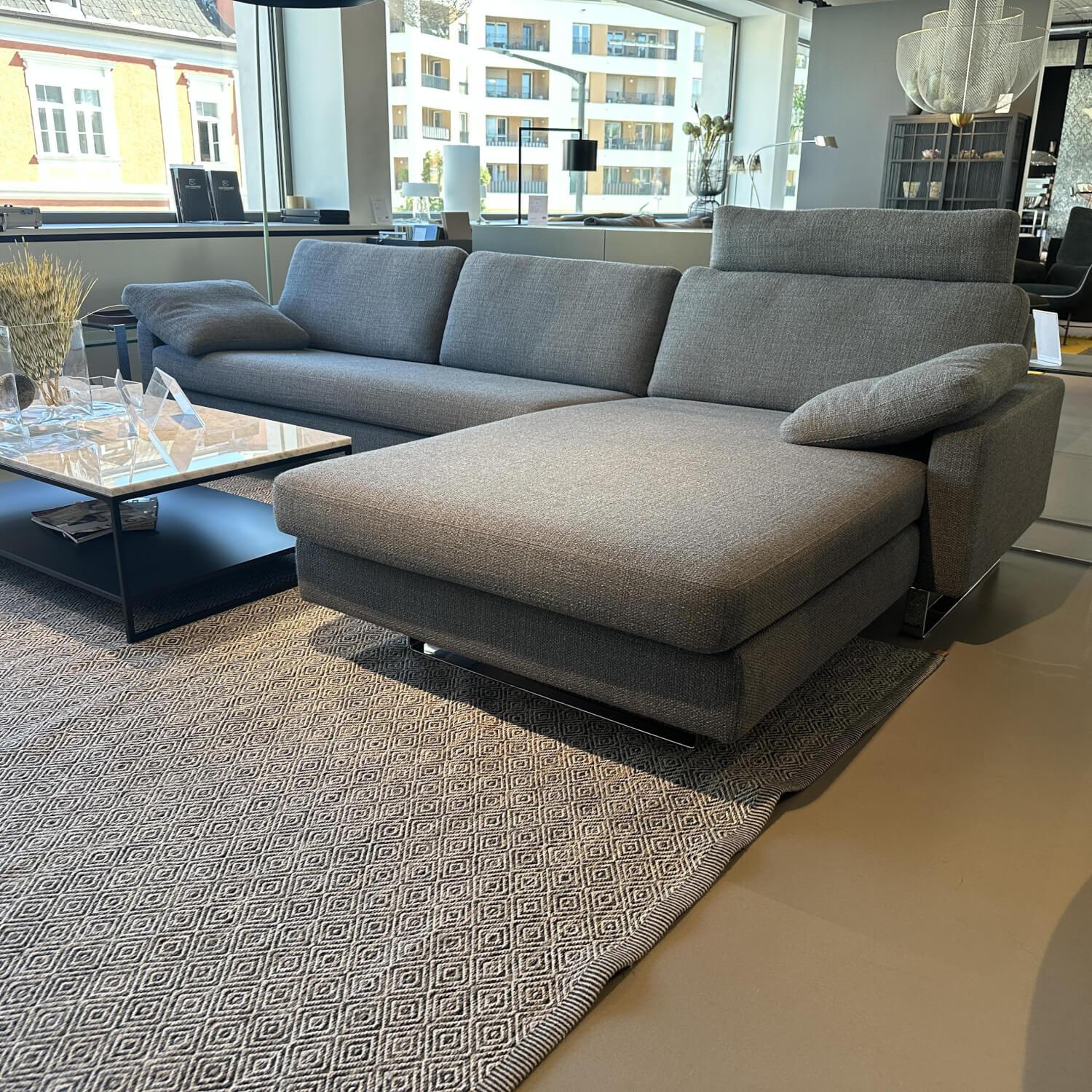 COR - Ecksofa Conseta Stoff 5016 Mittelgrau Grau Gestell Metall Verchromt Inklusive Armkissen - 7