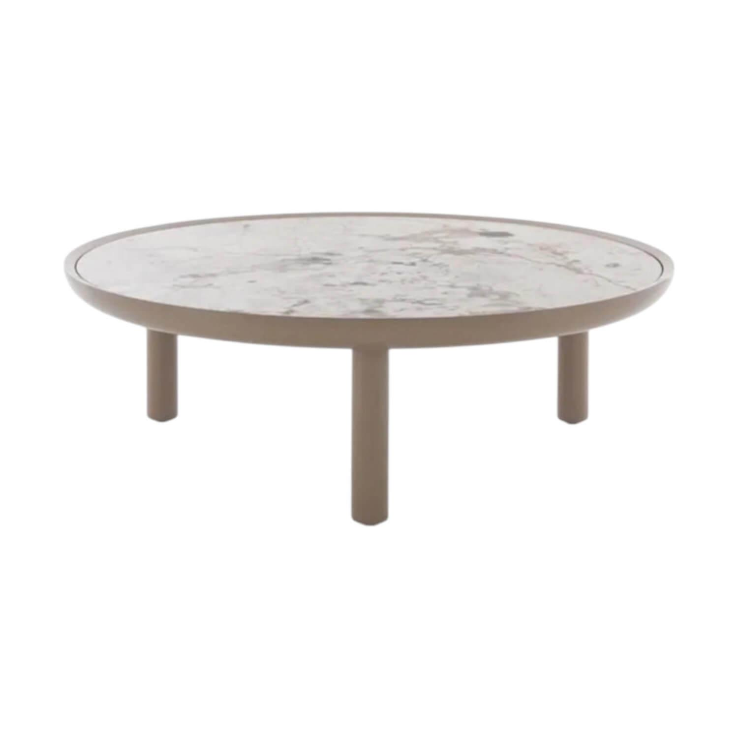 Kartell - Beistelltisch K Top Platte Feinsteinzeug Marmoroptik Nature Taupe Beige Gestell Buche Polyesterlack Taupe - 1