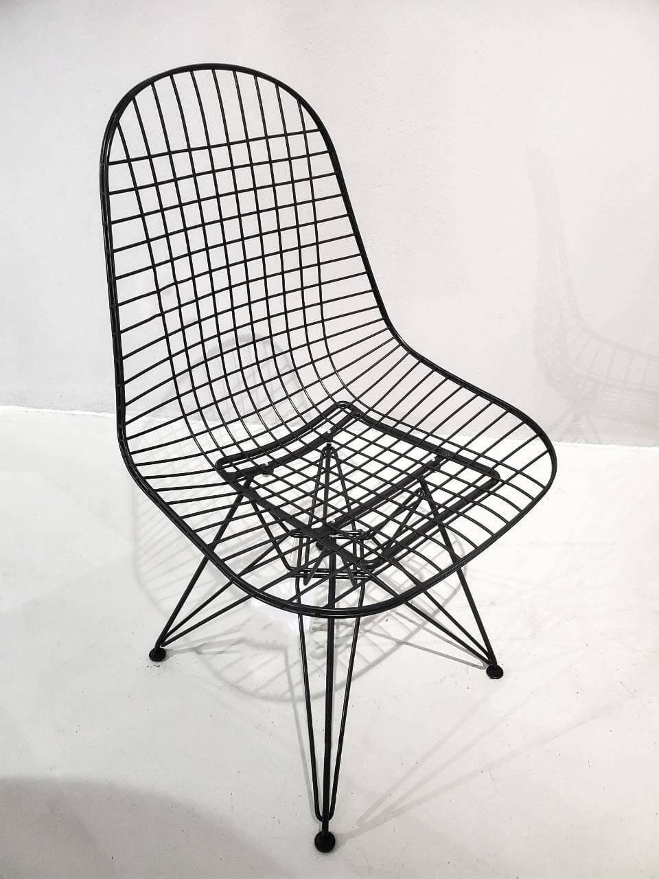 Vitra - Stuhl Black Wire Chair DKR Neue Höhe Stahldraht Schwarz - 5