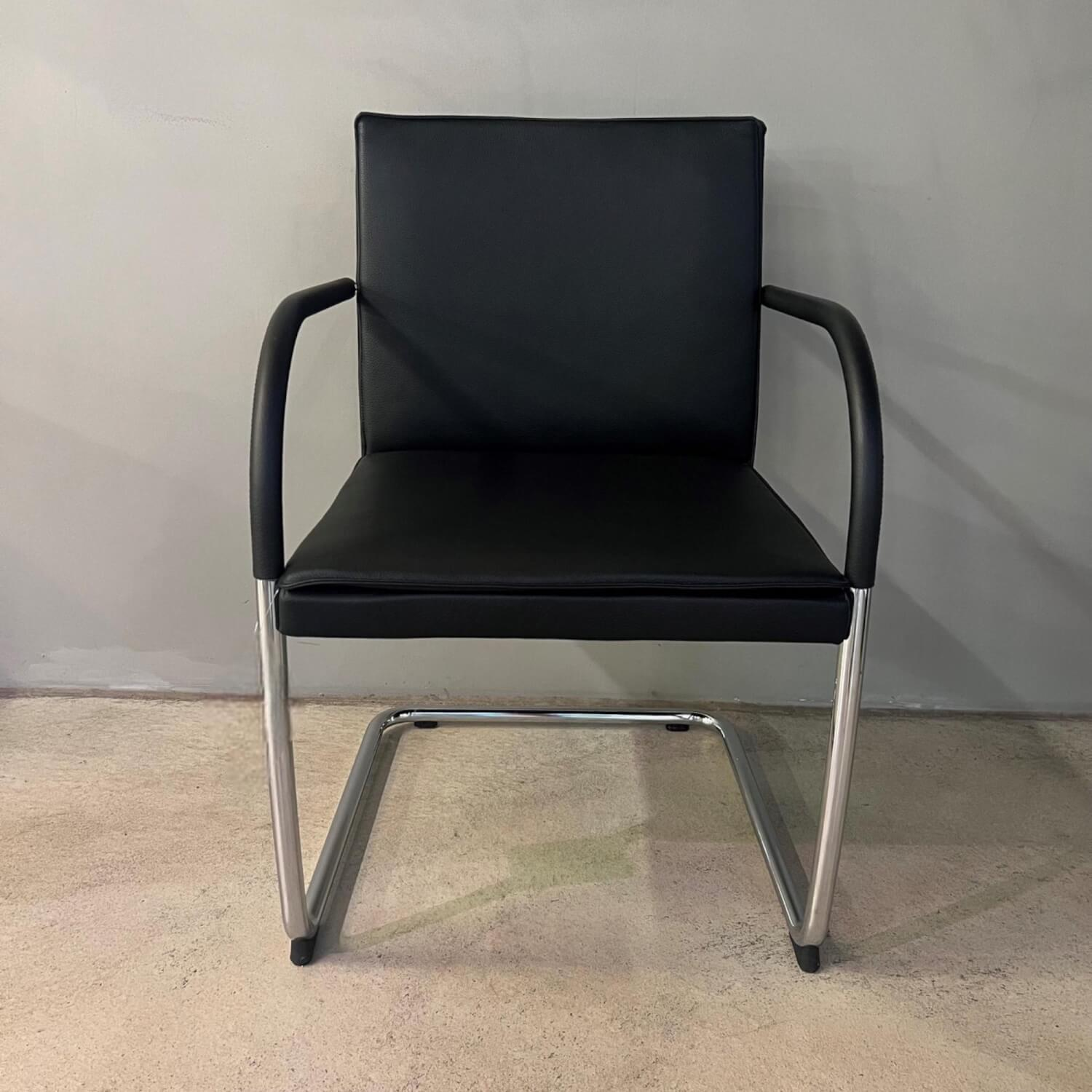 Walter Knoll - Stuhl George 1567 Leder Select 40 Schwarz Gestell Rundrohrstahl Hochglanz Verchromt - 5