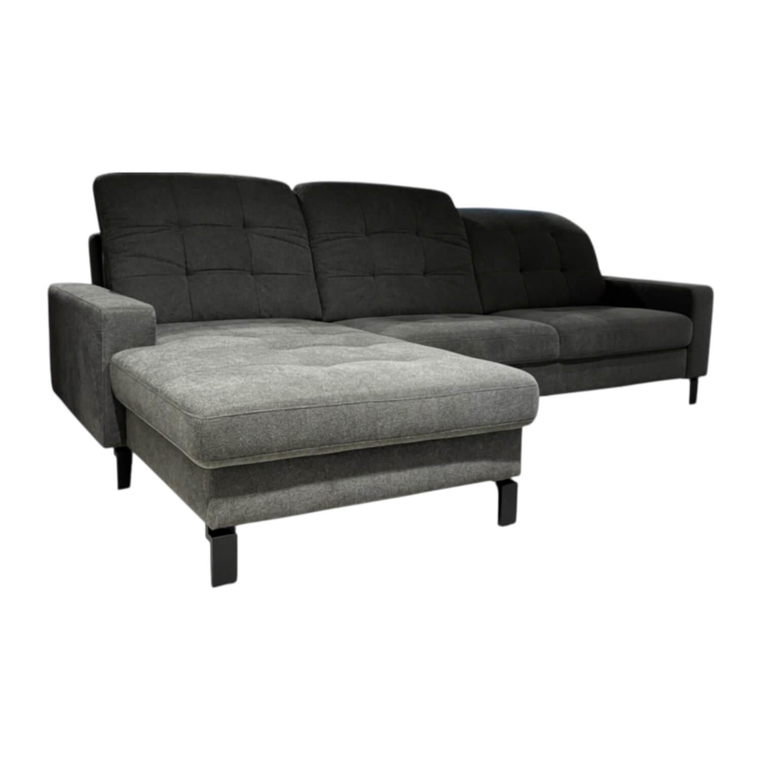 Sofa Kultur - Polstereckgarnitur 744 SK Move Stoff Free Steel Grau Metallfuß 192 Schwarz Matt Inklusive Kissen - 1