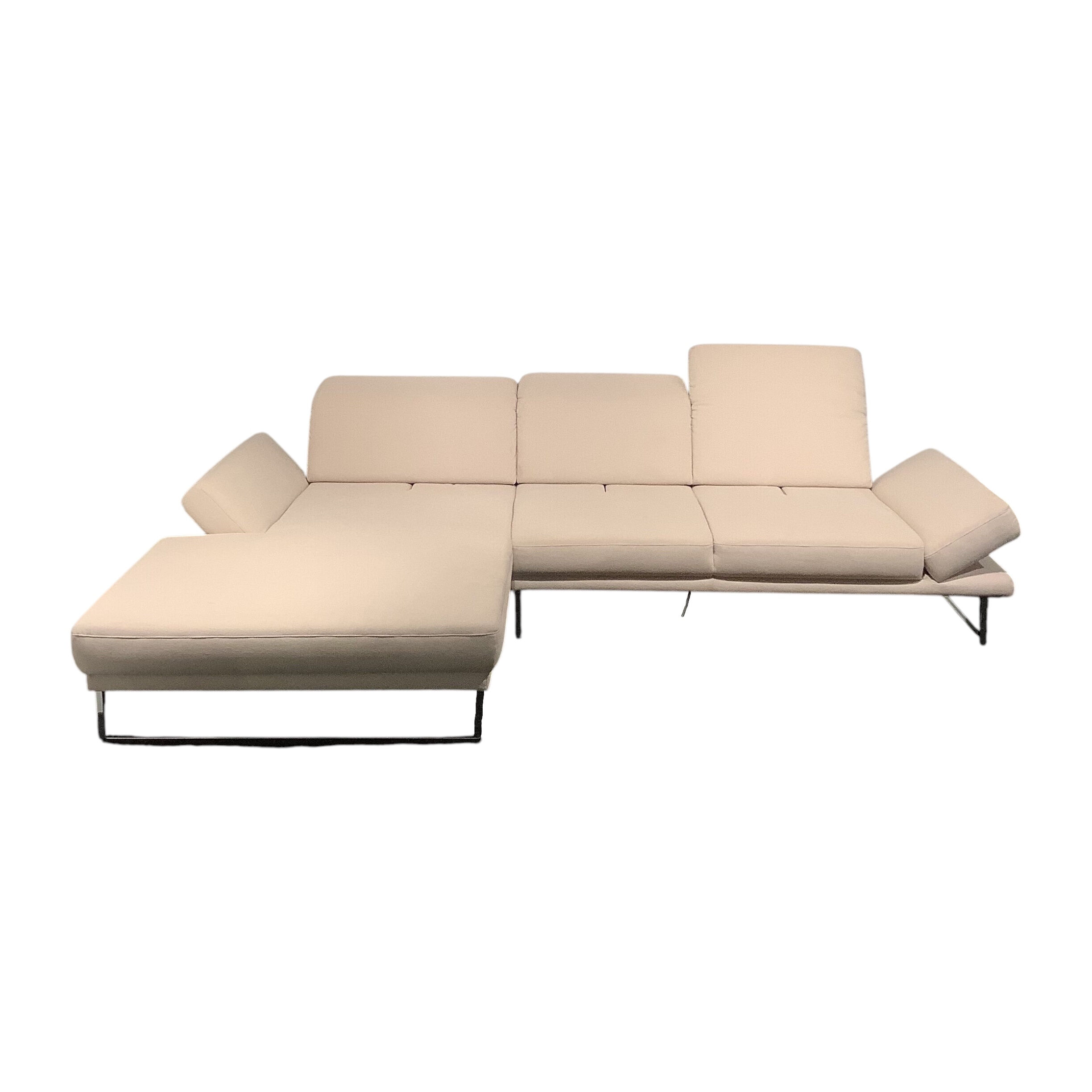 Candy - Ecksofa Camin Stoff Textilgewebe Easy Care White Weiß Kufengestell Metall Chrom Glänzend Verstellbar - 1