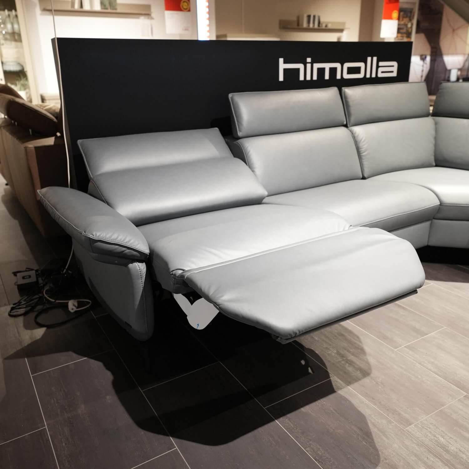 himolla - Ecksofa 1267 Leder 24 Longlife Sea Wallfree Grau Füße Schwarz Mit Elektrischer Relaxfunktion Und Kissen - 8