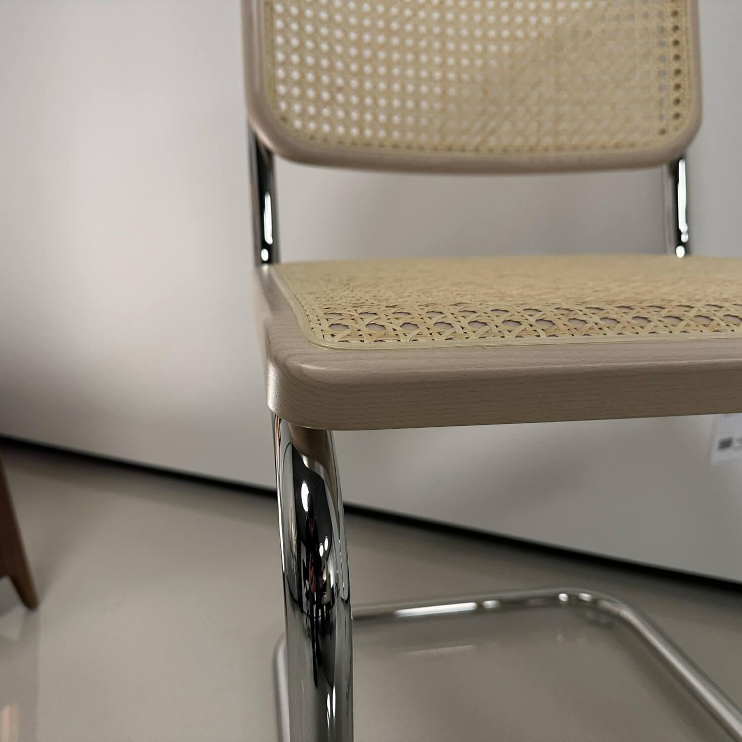 Thonet - Freischwinger S32 Gestell Stahlrohr Rohrgeflecht Kunststoffstützgewebe Rahmen Buche - 7