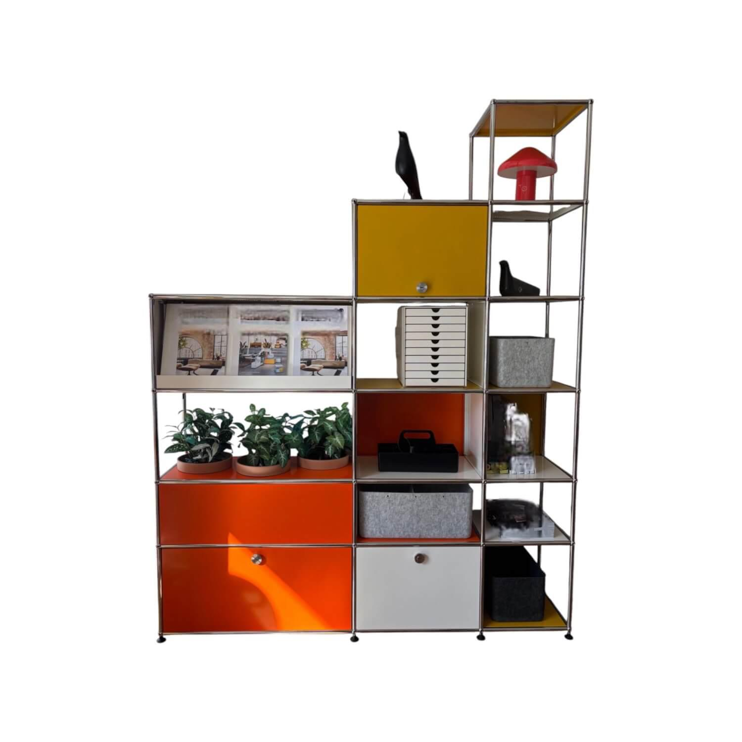 USM Haller - Regal Haller Stahl Reinweiß Weiß Goldgelb Gelb Orange - 1