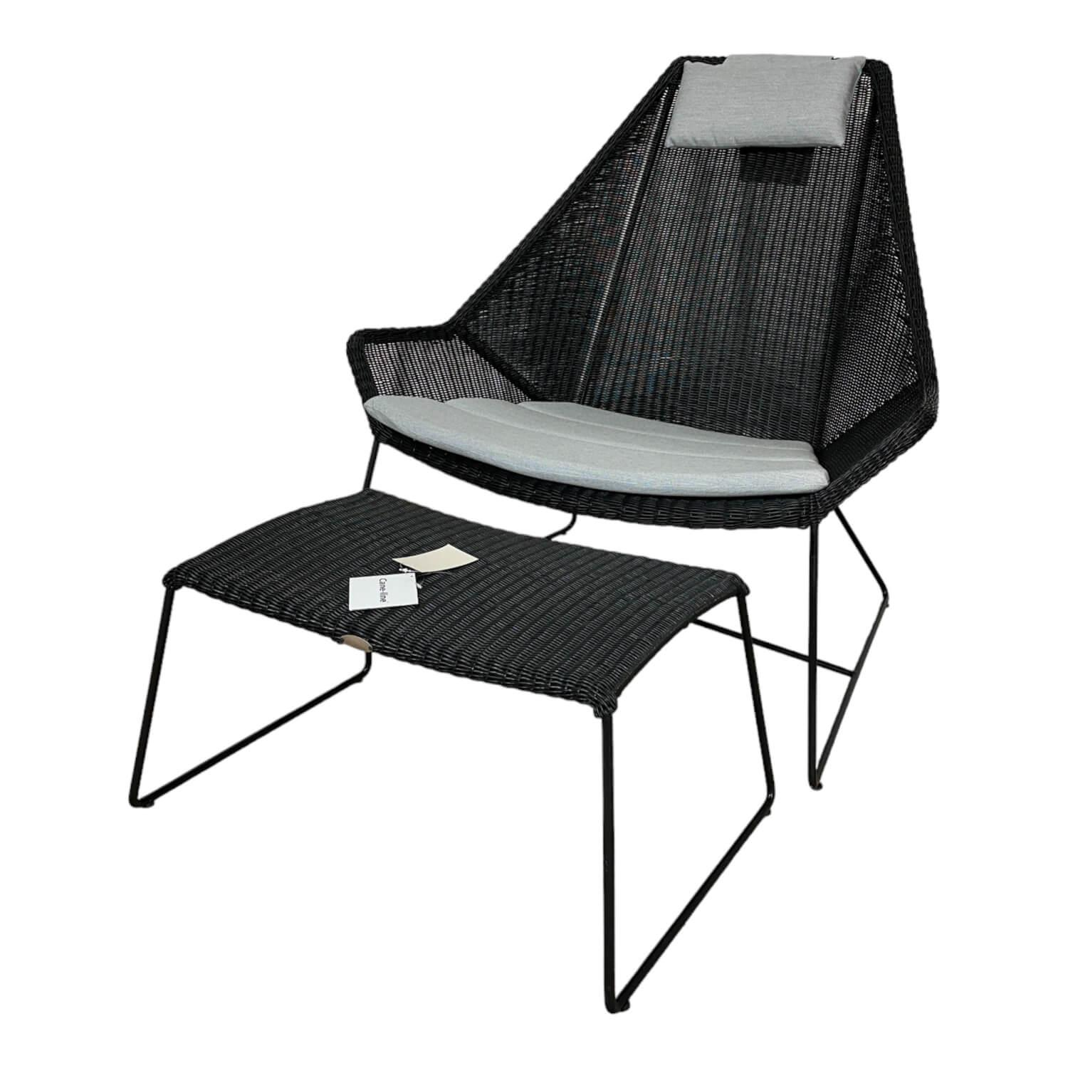 Cane Line - Highbacksessel Breeze Sitz Polyethylen Schwarz Gestell Stahl Verzinkt Mit Kissensatz Und Hocker - 1